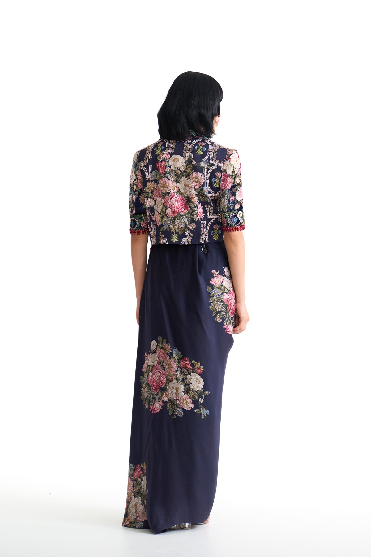French rose overlap jacket set