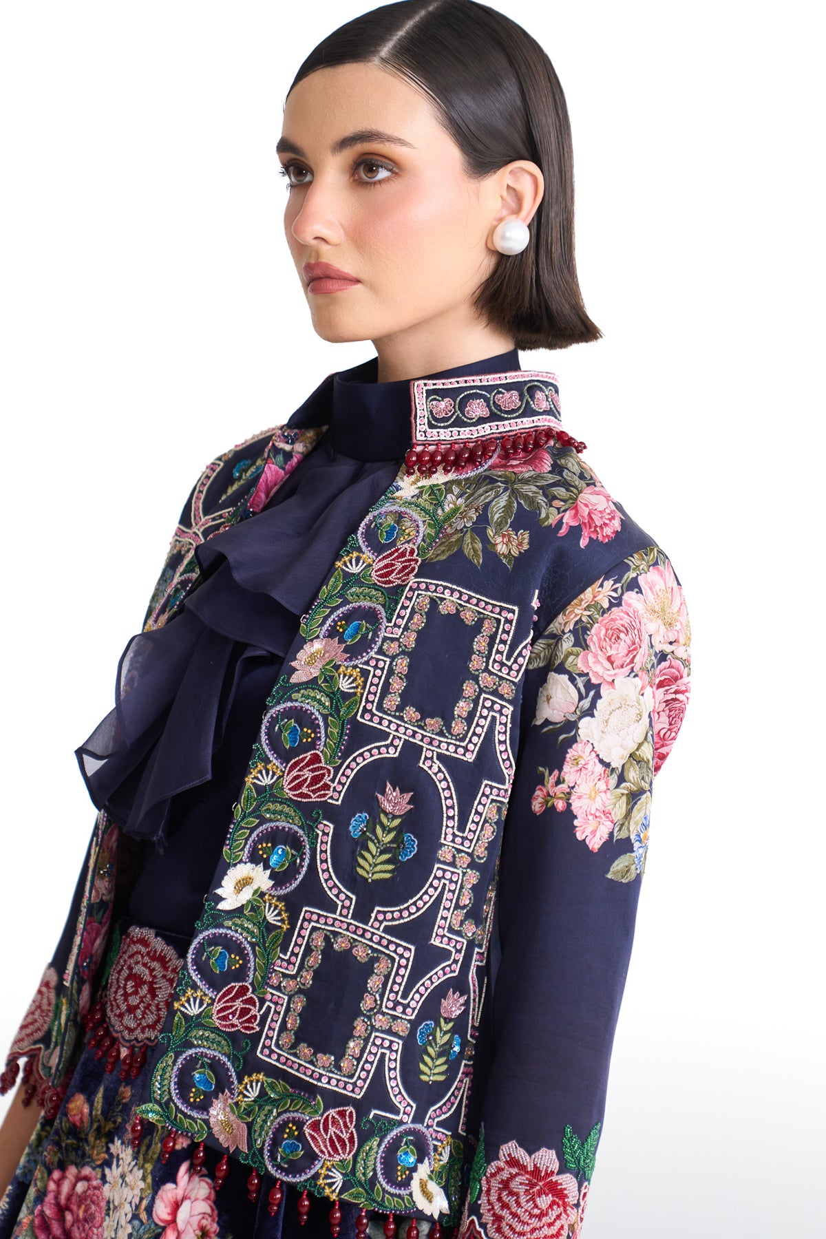 French rose jacket & balloon skirt set