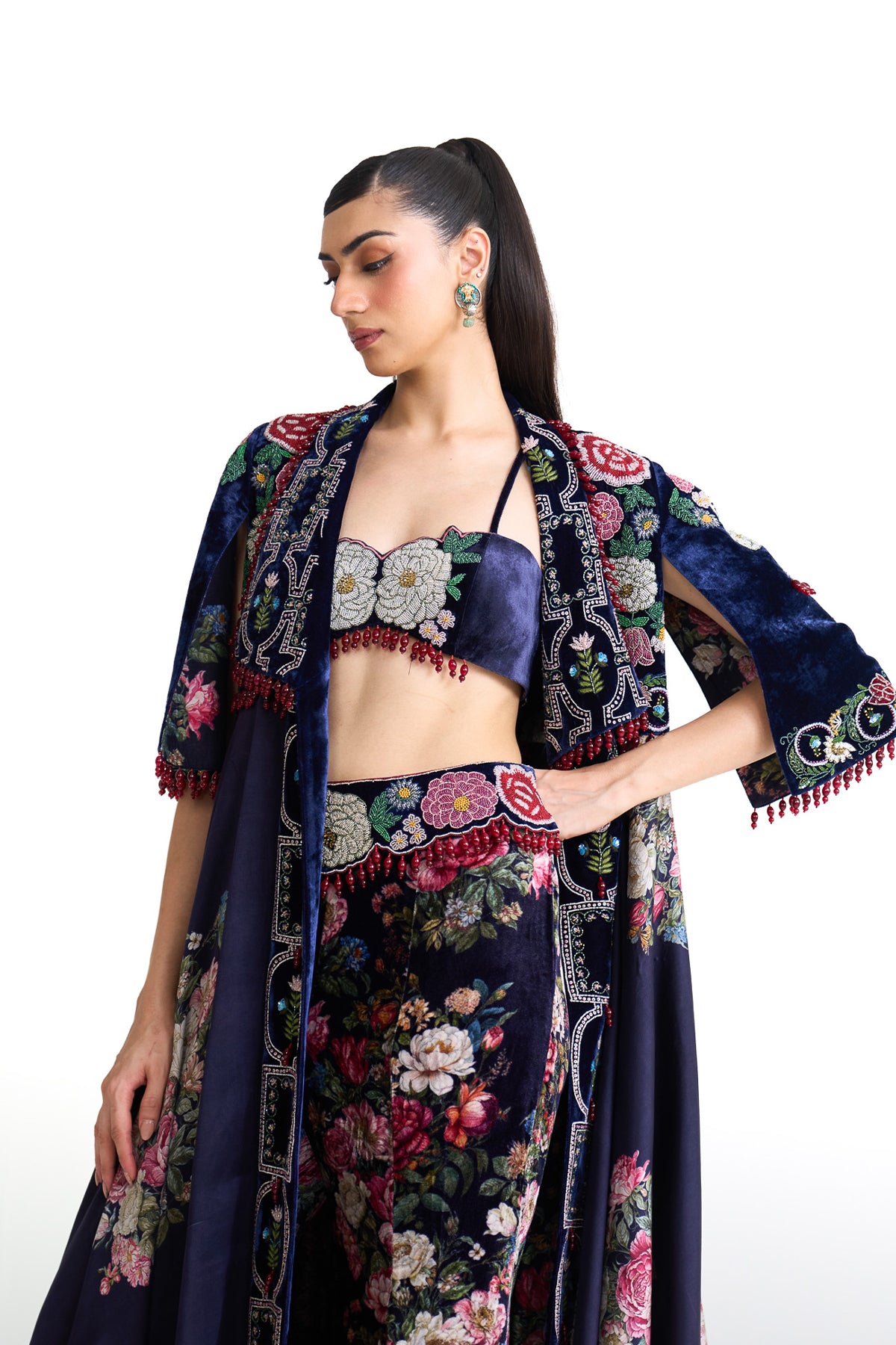 French rose long jacket set