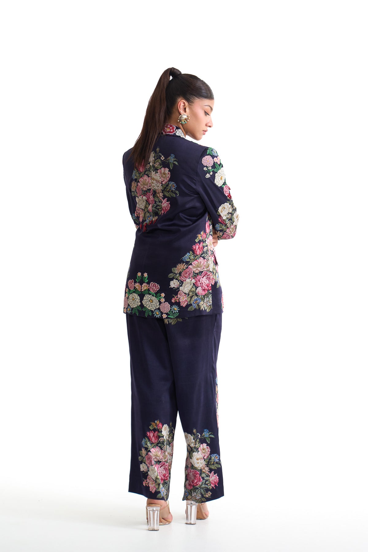 French rose blazer pant set