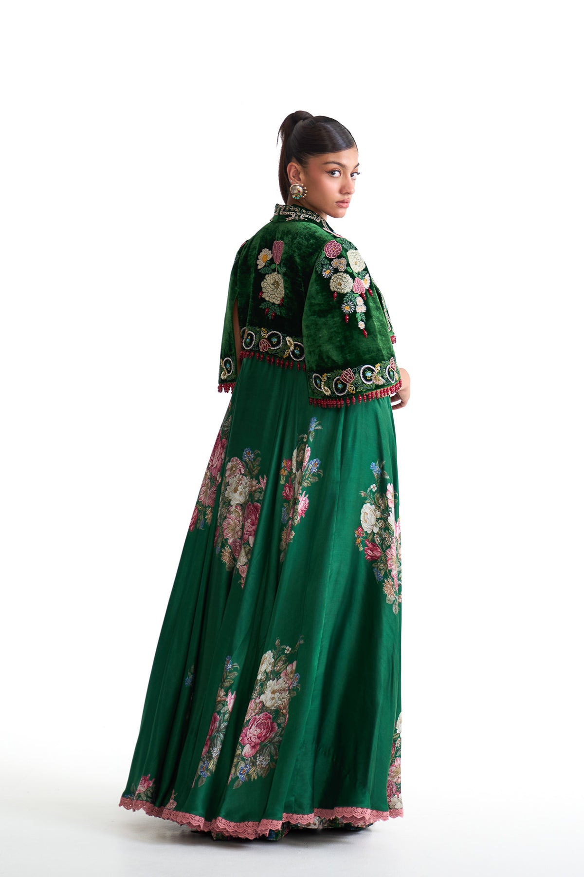 French rose long jacket set
