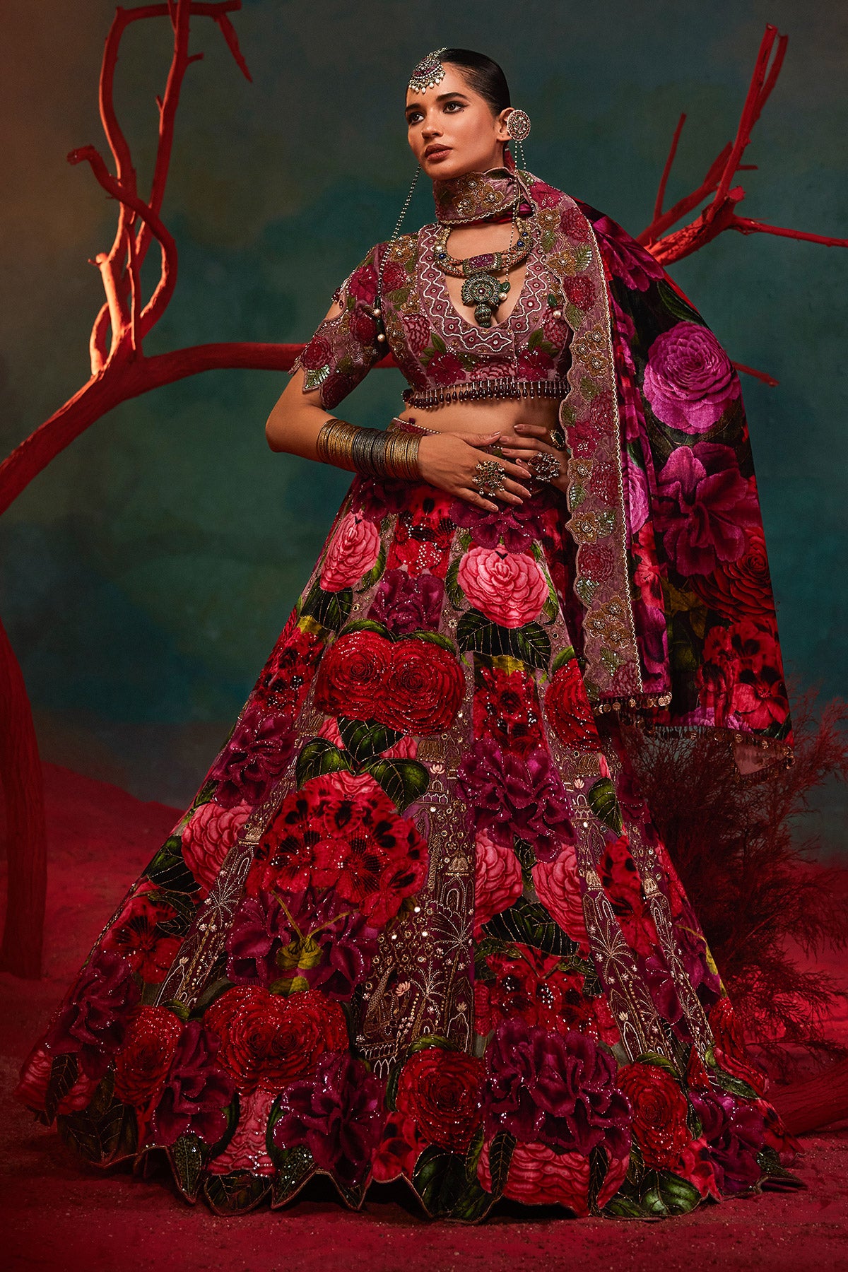 Rosette Velvet Lehenga