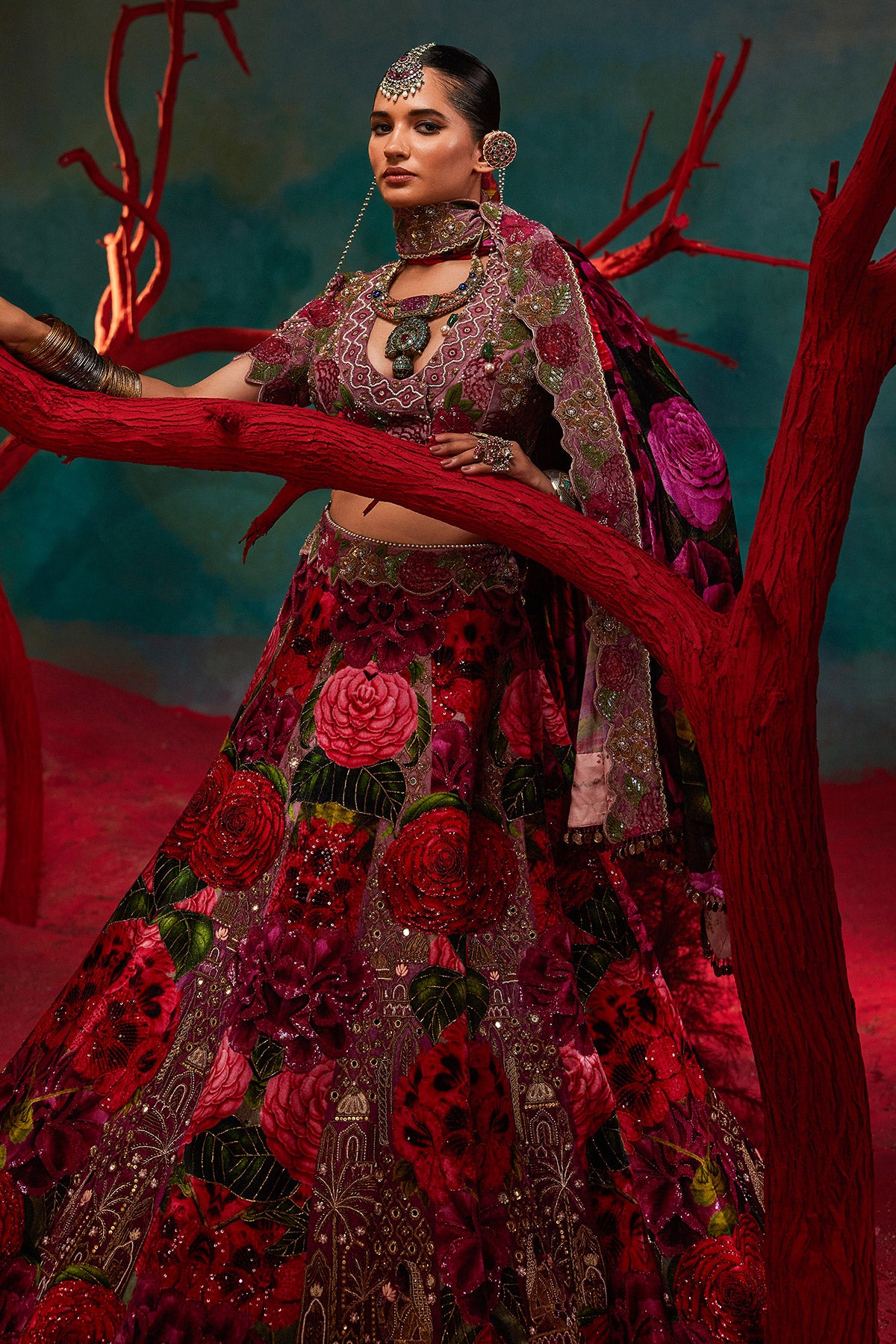 Rosette Velvet Lehenga