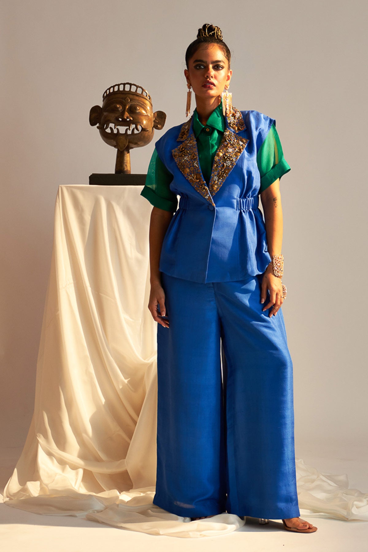 Side elasticated top & Organza shirt