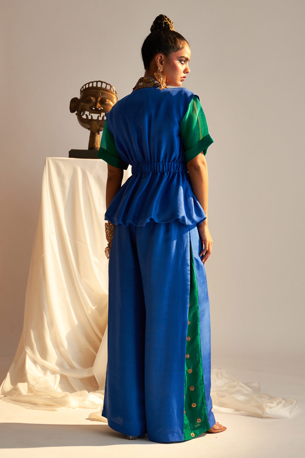 Side elasticated top & Organza shirt