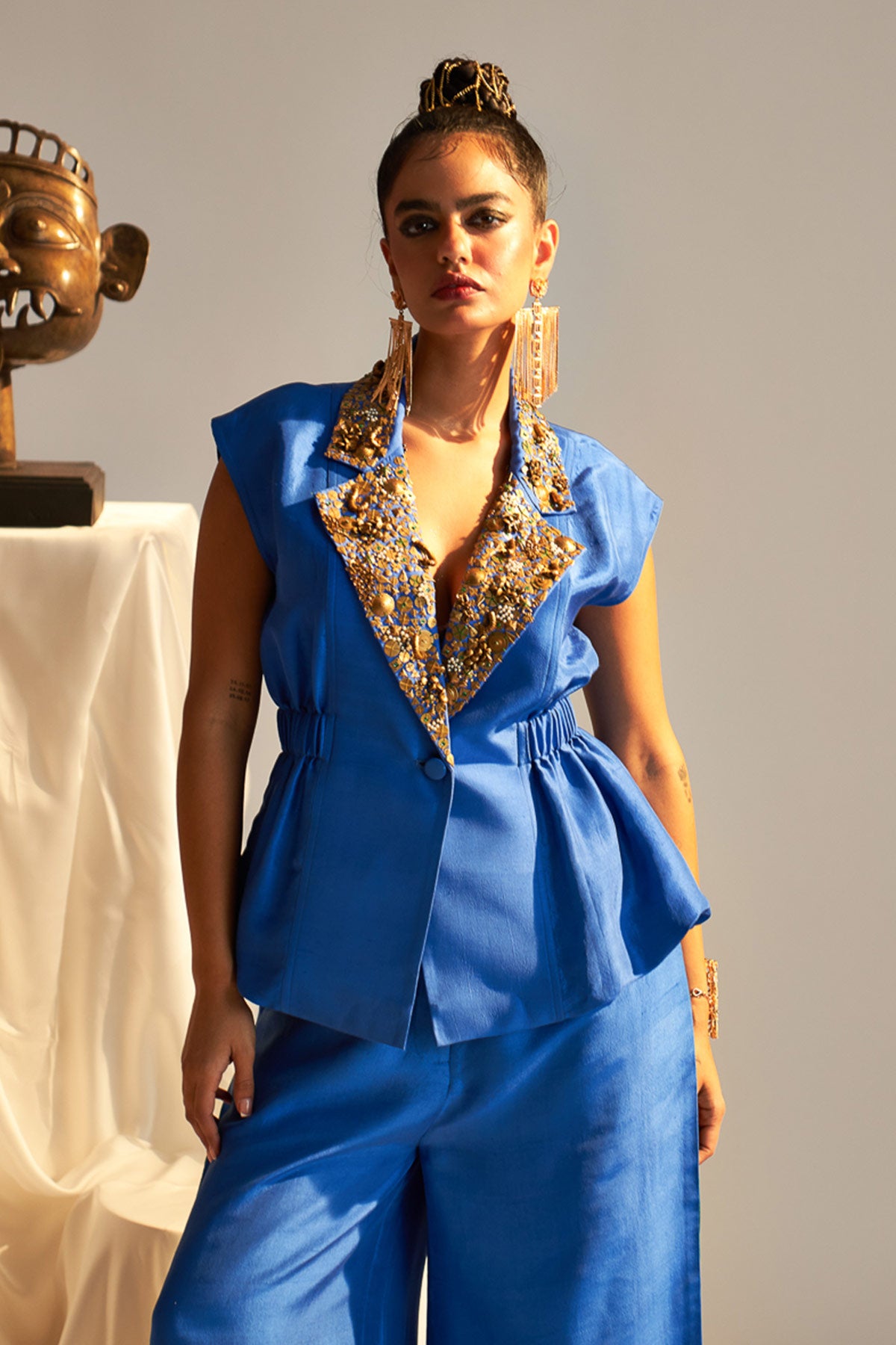 Side elasticated top & Organza shirt