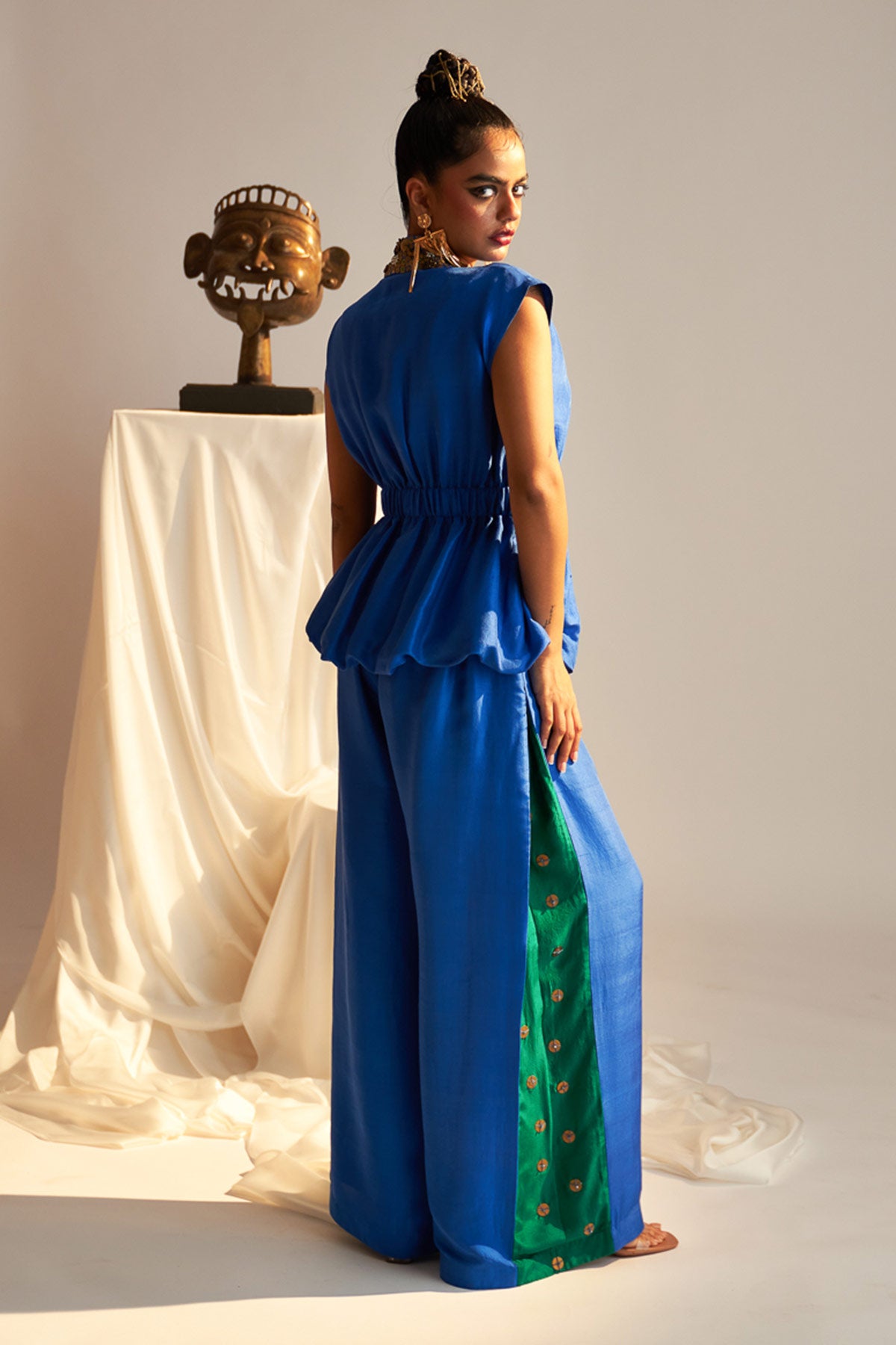 Side elasticated top & Organza shirt