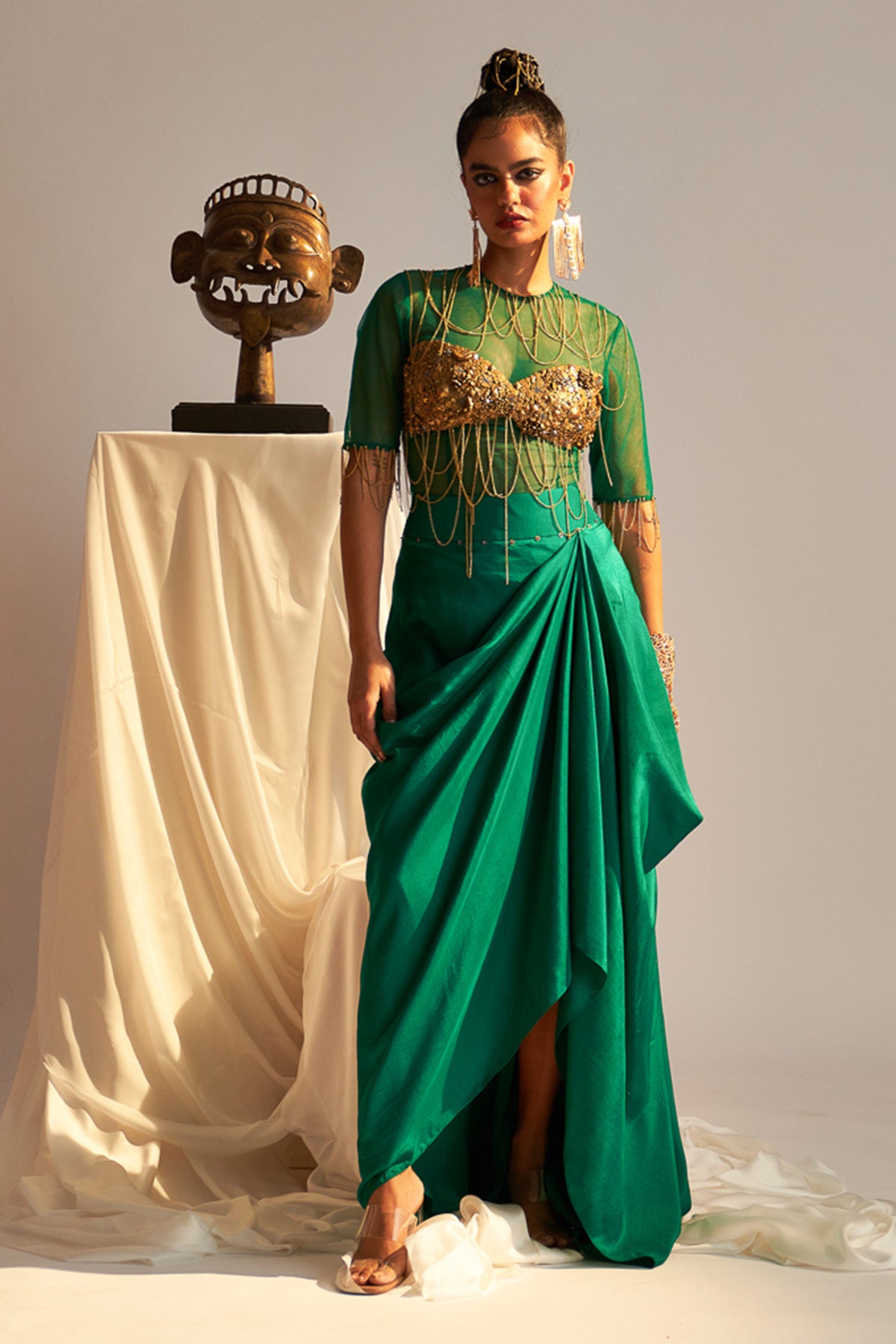 Bodysuit and drape skirt set