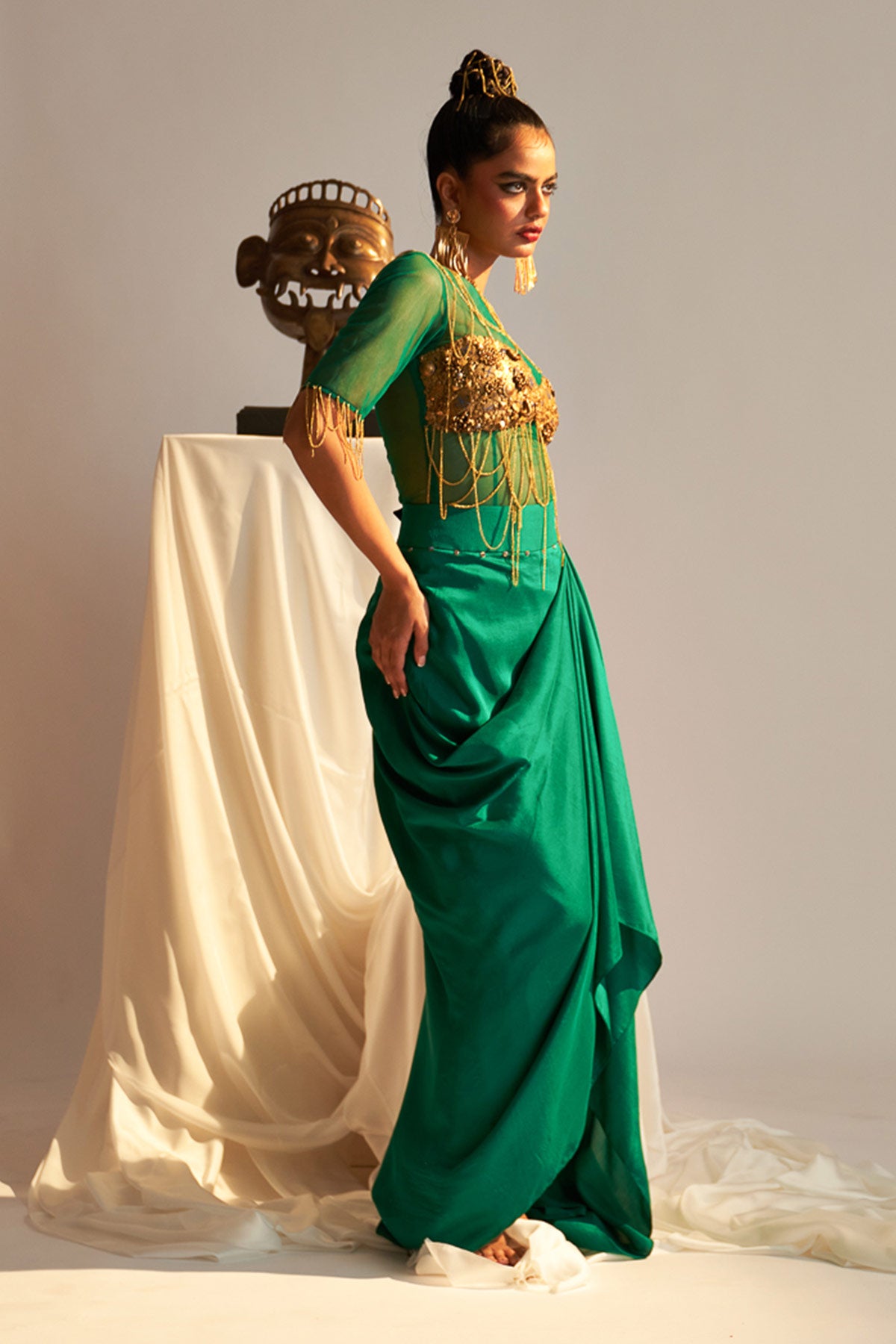 Bodysuit and drape skirt set