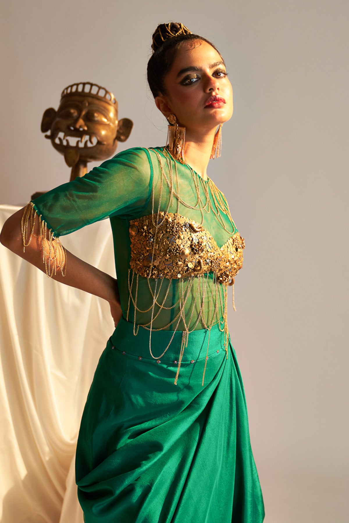 Bodysuit and drape skirt set