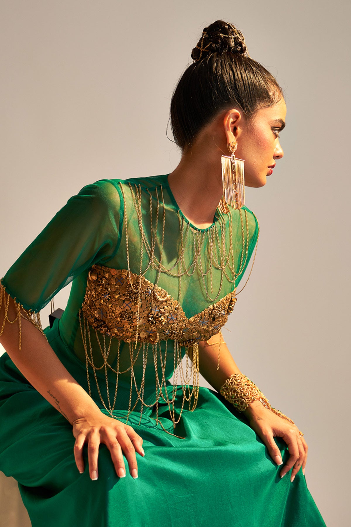 Bodysuit and drape skirt set