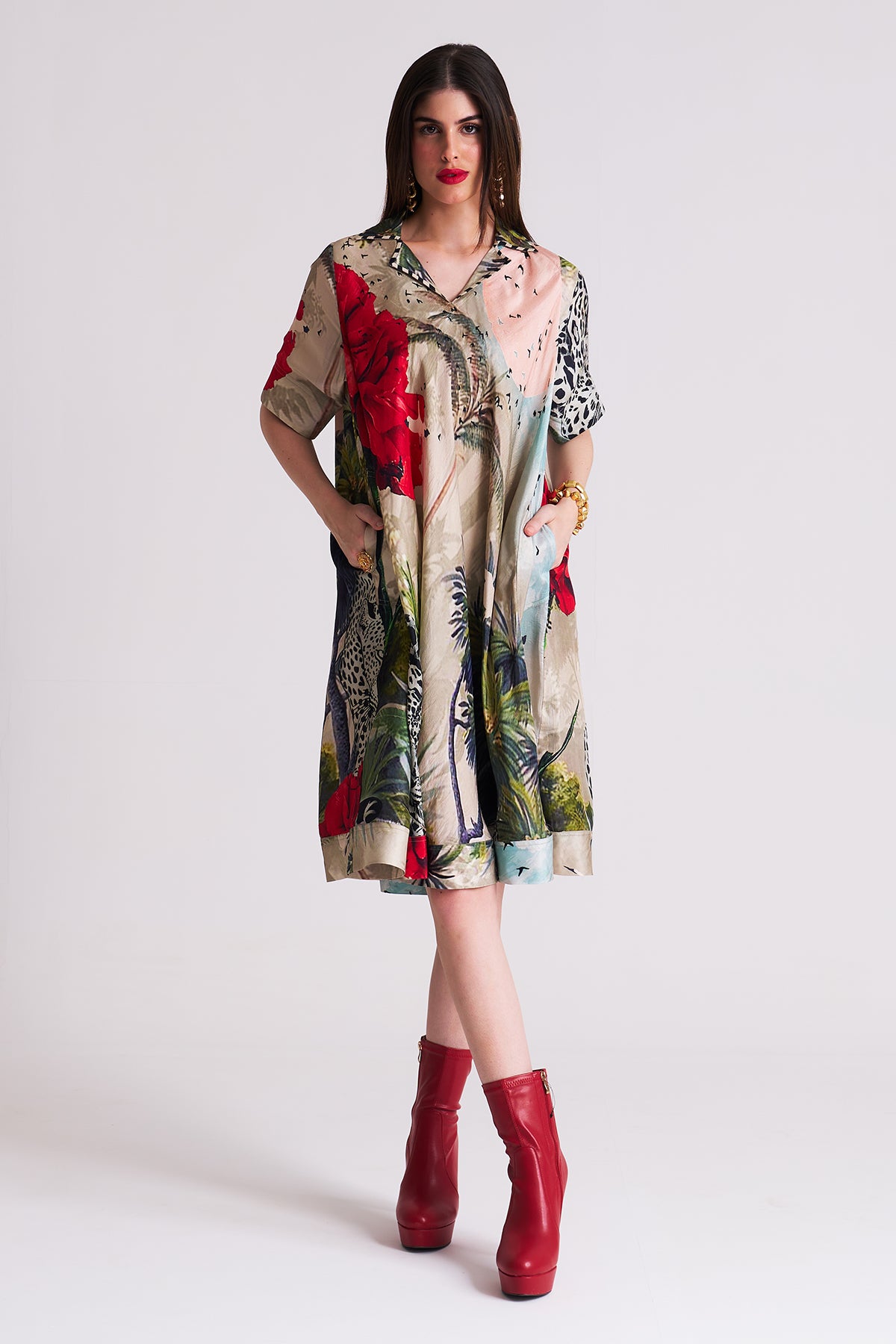 A line patch pocket dress
