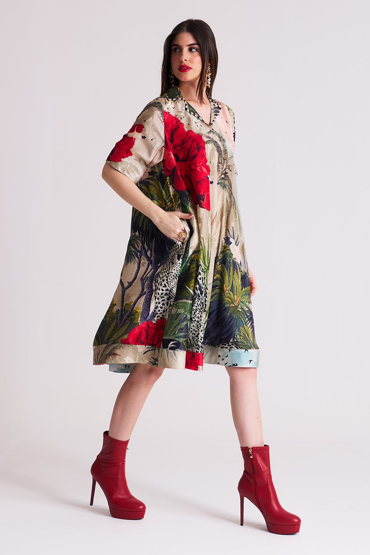 A line patch pocket dress