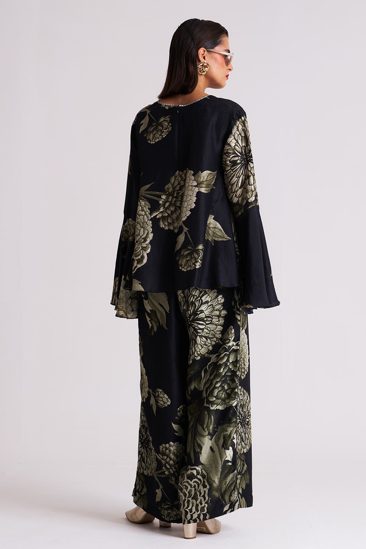 V-neck bell sleeve top