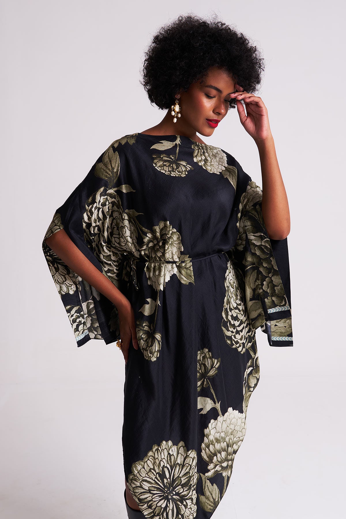 Black floral Cowl dress