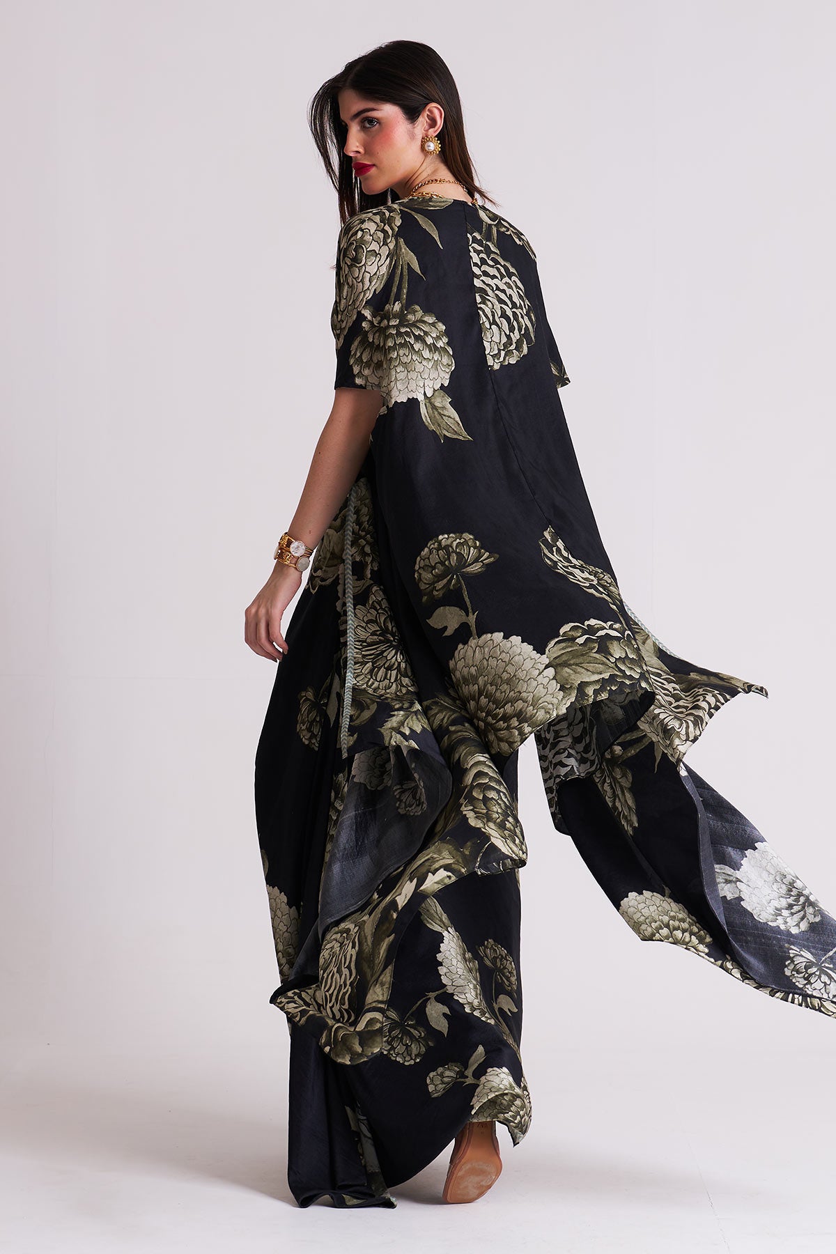 Co-ord set with cape and drape skirt