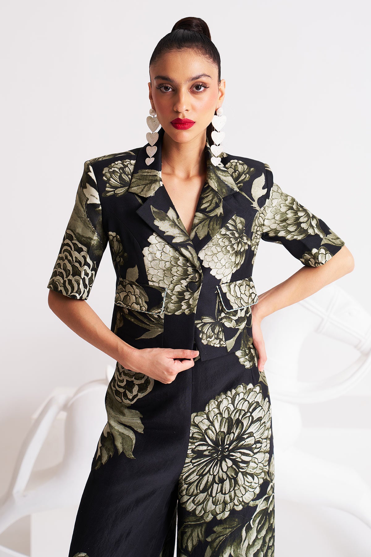 Crop blazer with palazzo pants
