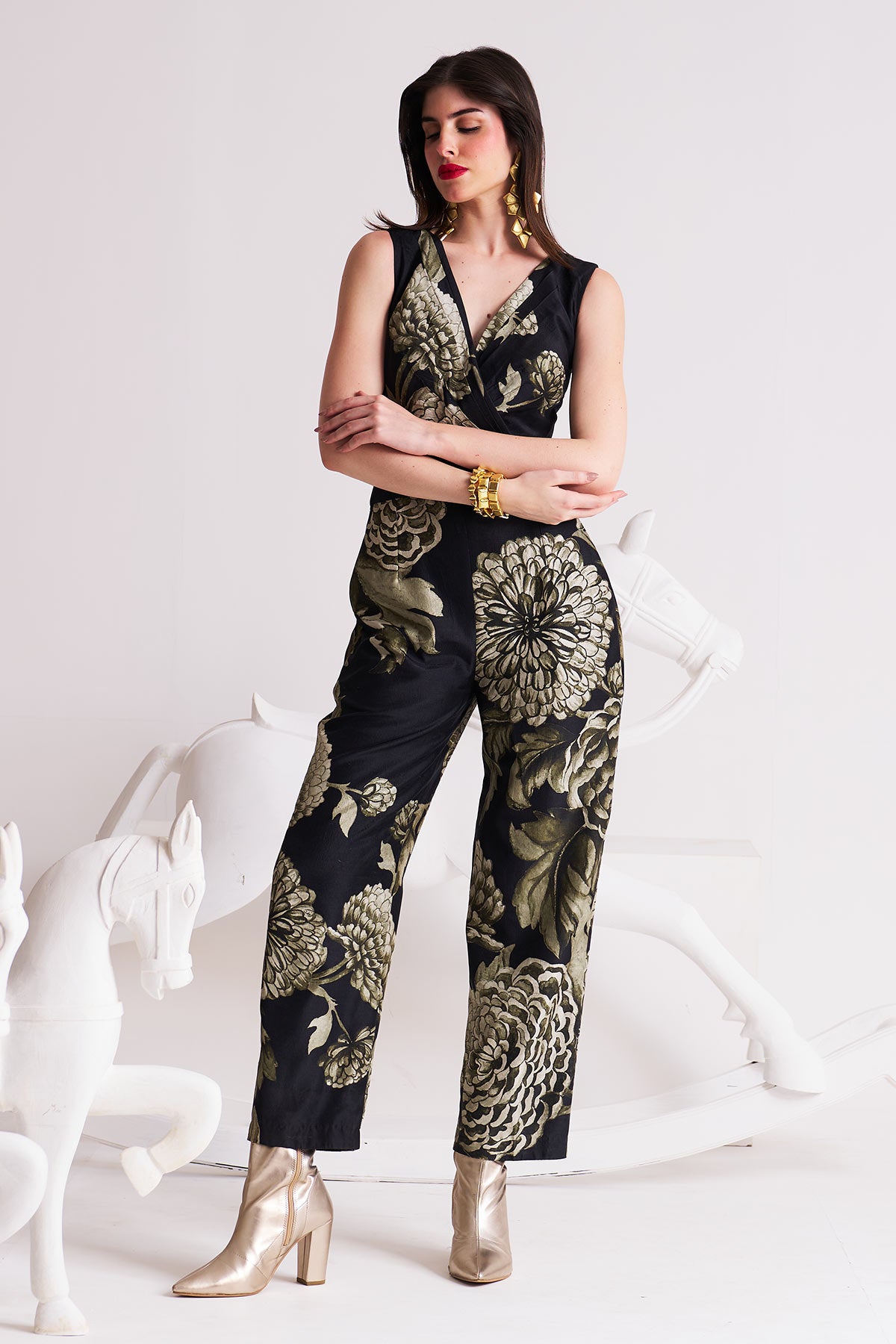 V-neck cutout jumpsuit