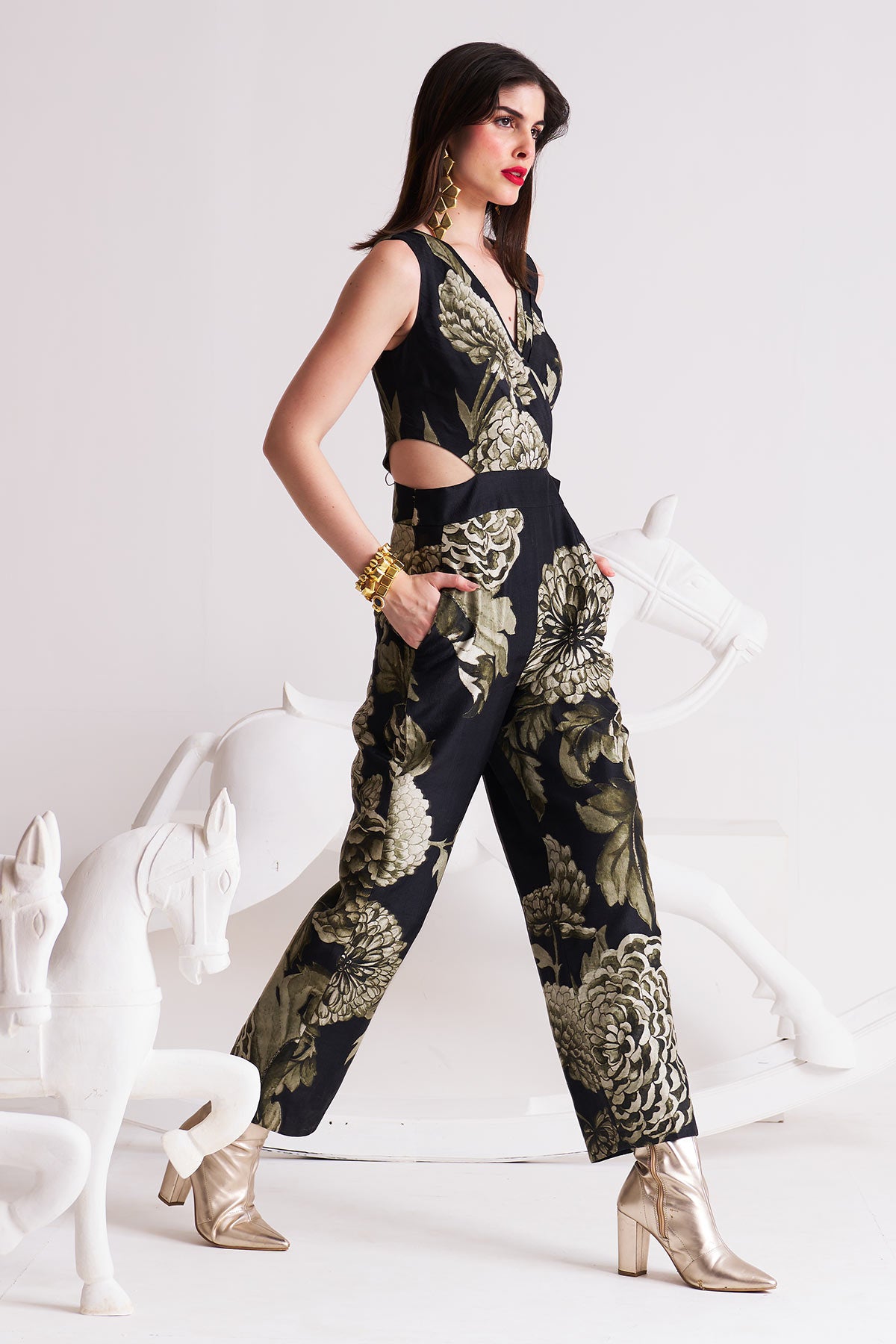 V-neck cutout jumpsuit