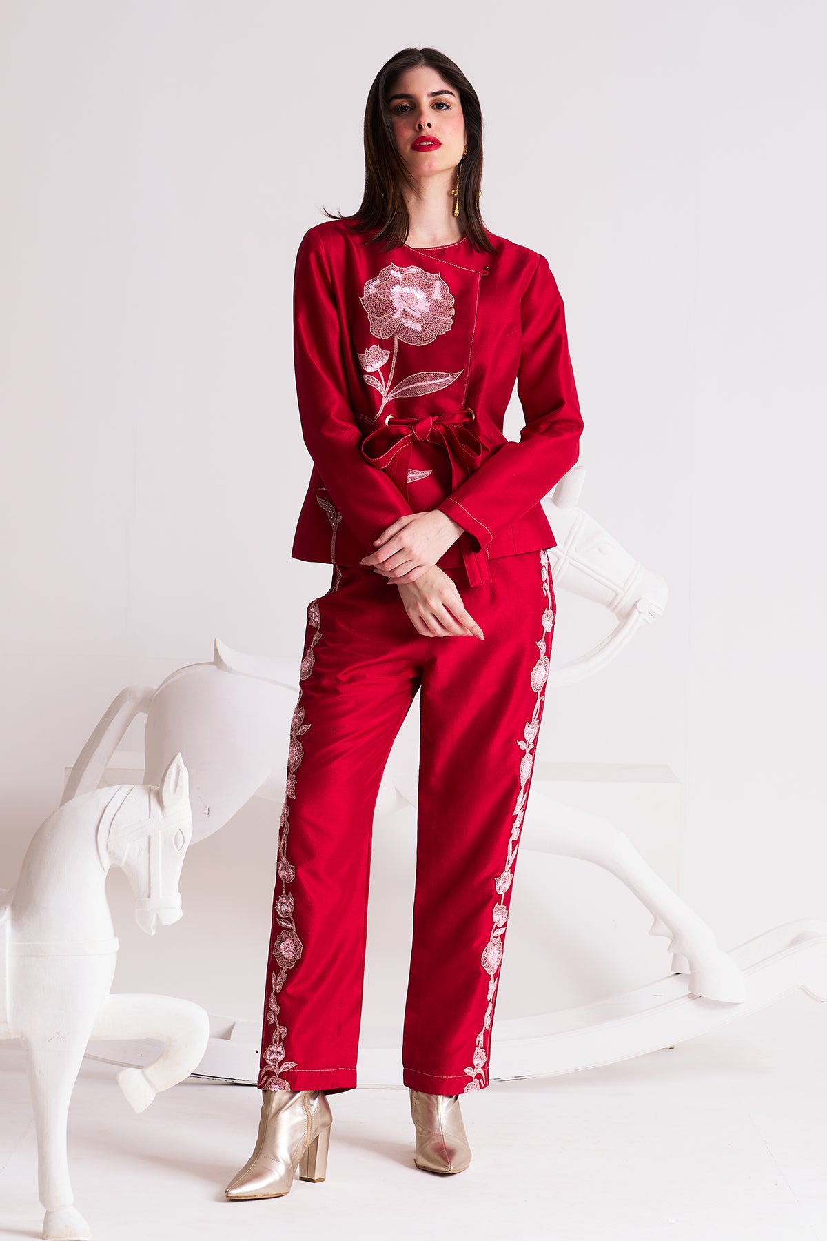 Crimson bloom Eye let blazer