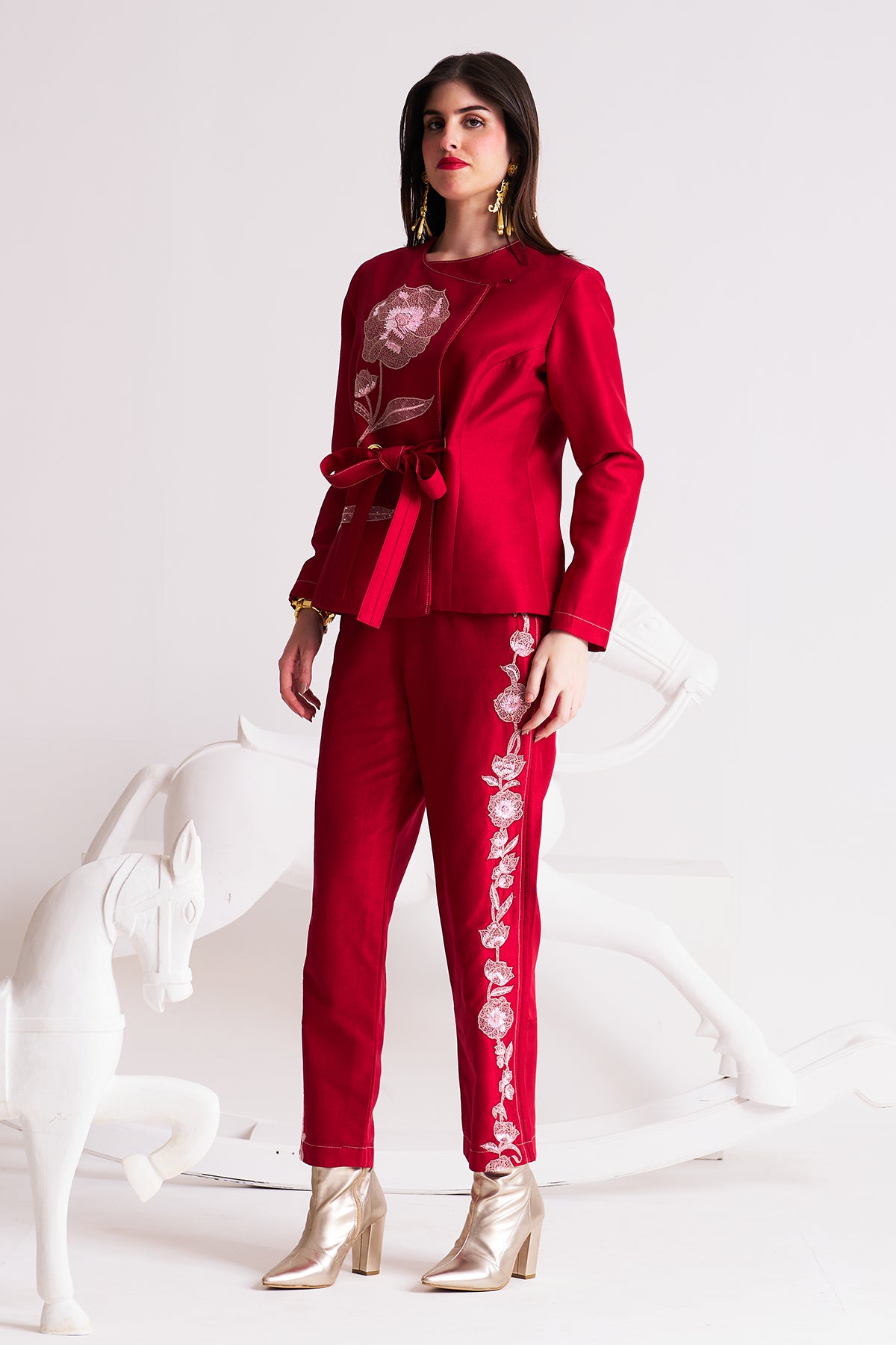 Crimson bloom Eye let blazer