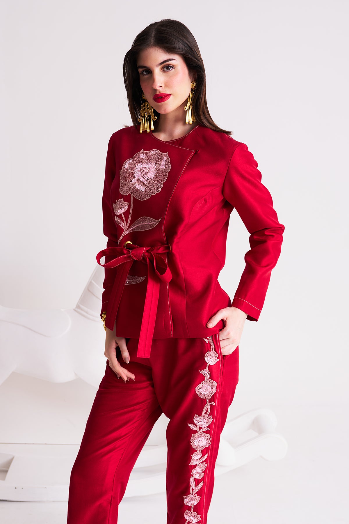 Crimson bloom Eye let blazer