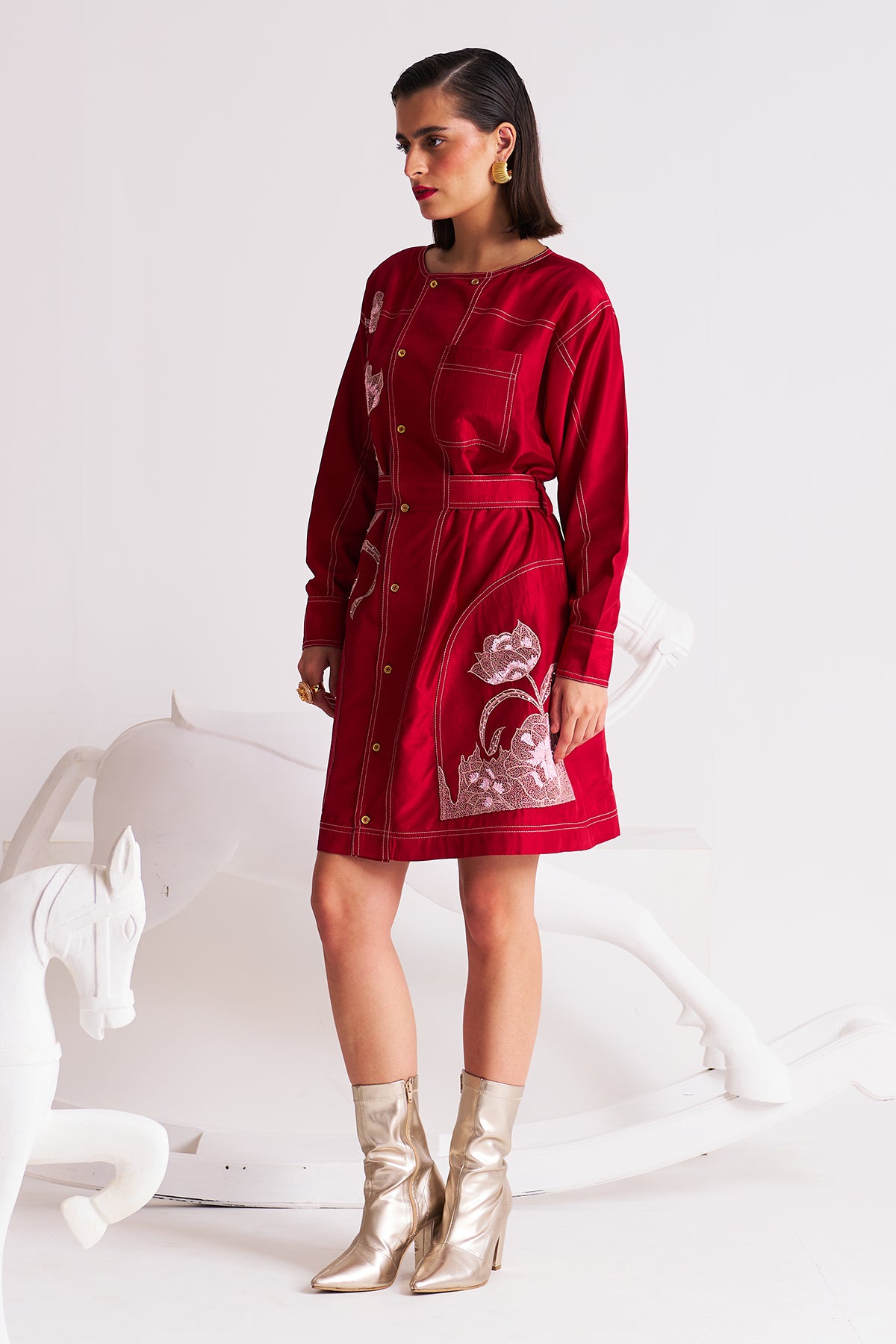 Thread detail dress