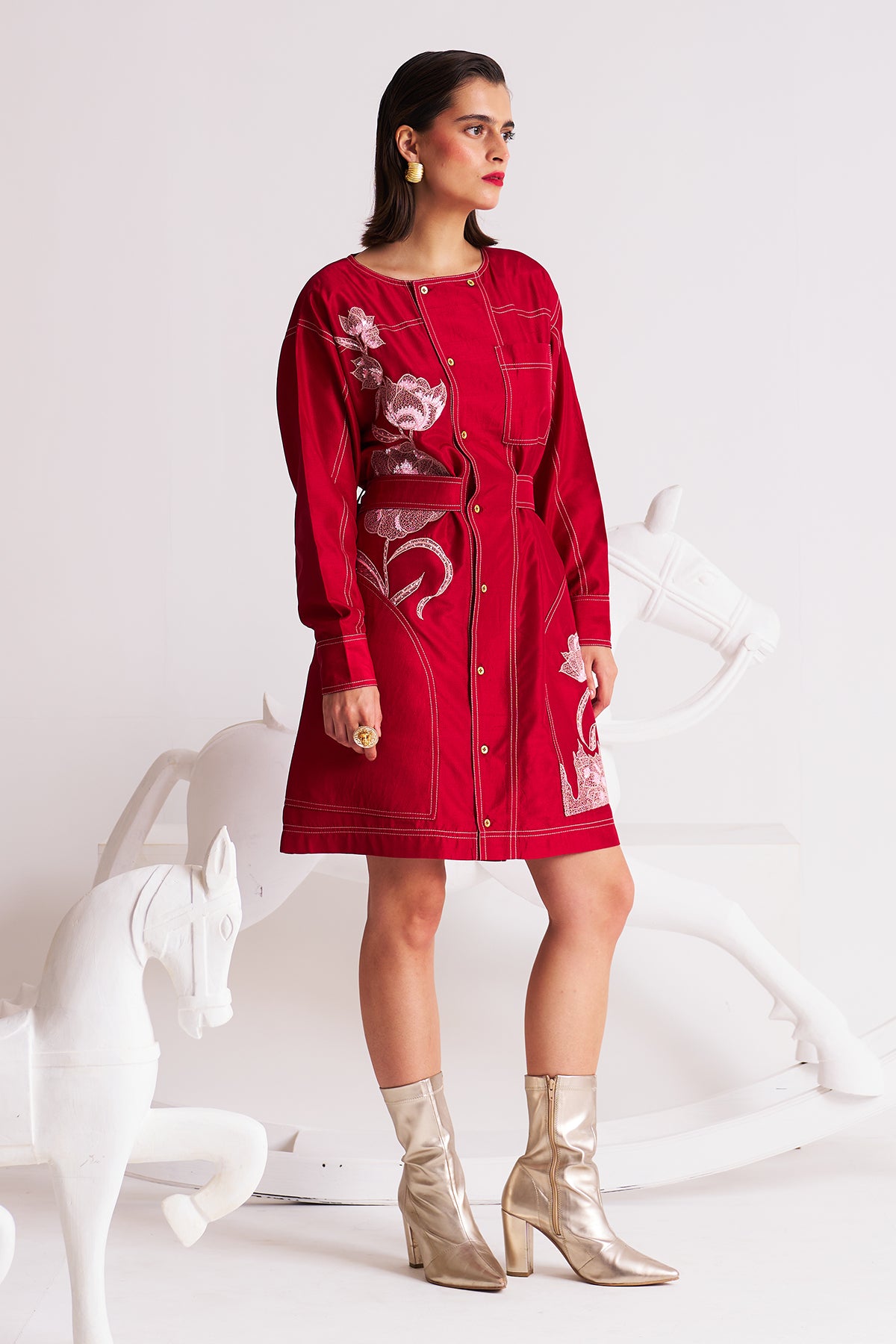 Thread detail dress