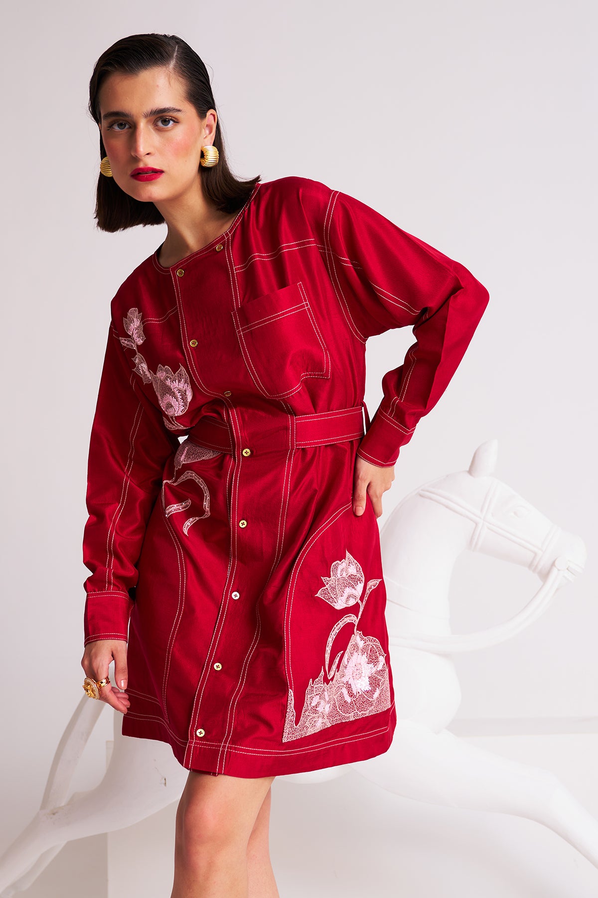 Thread detail dress