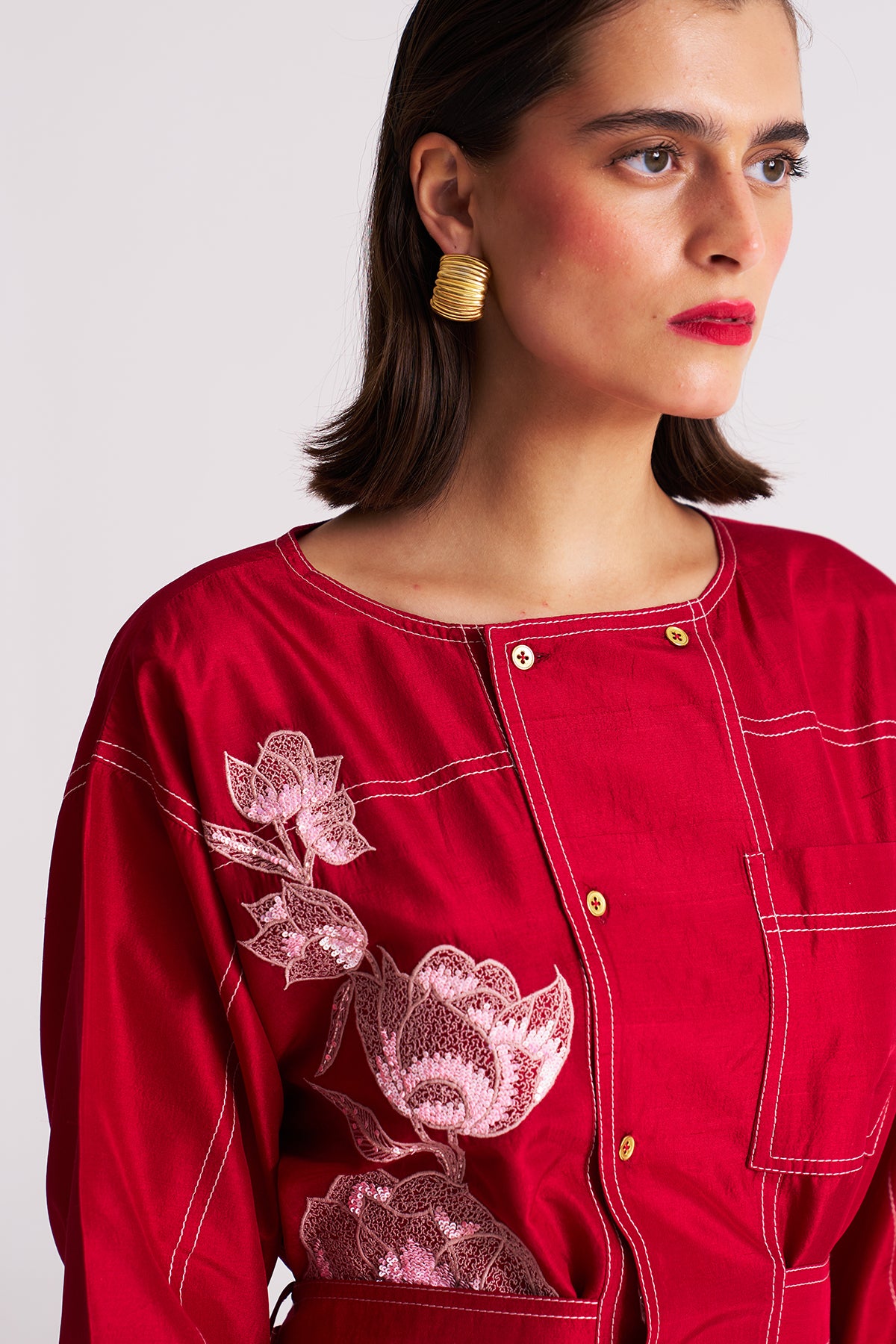 Thread detail dress