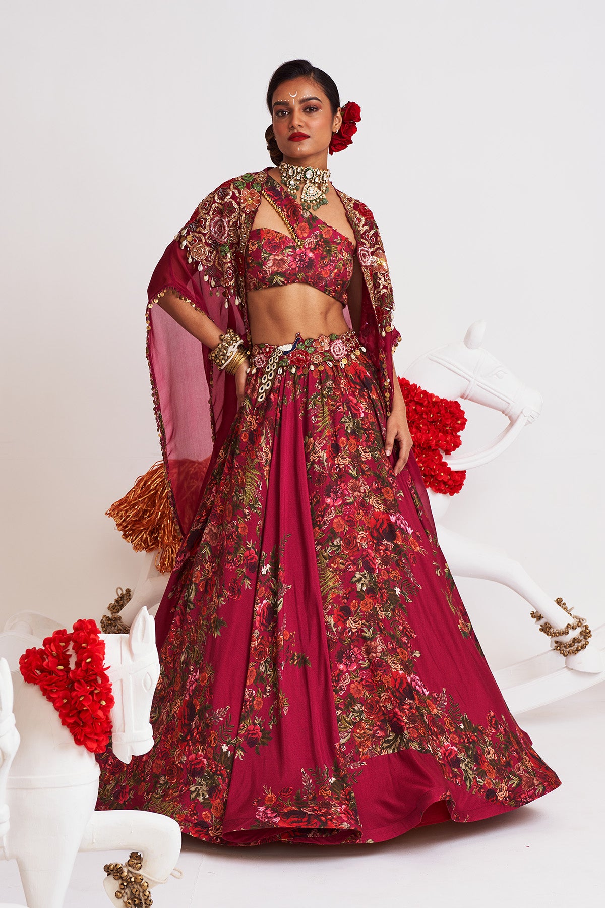 Festive bloom Cape lehenga set