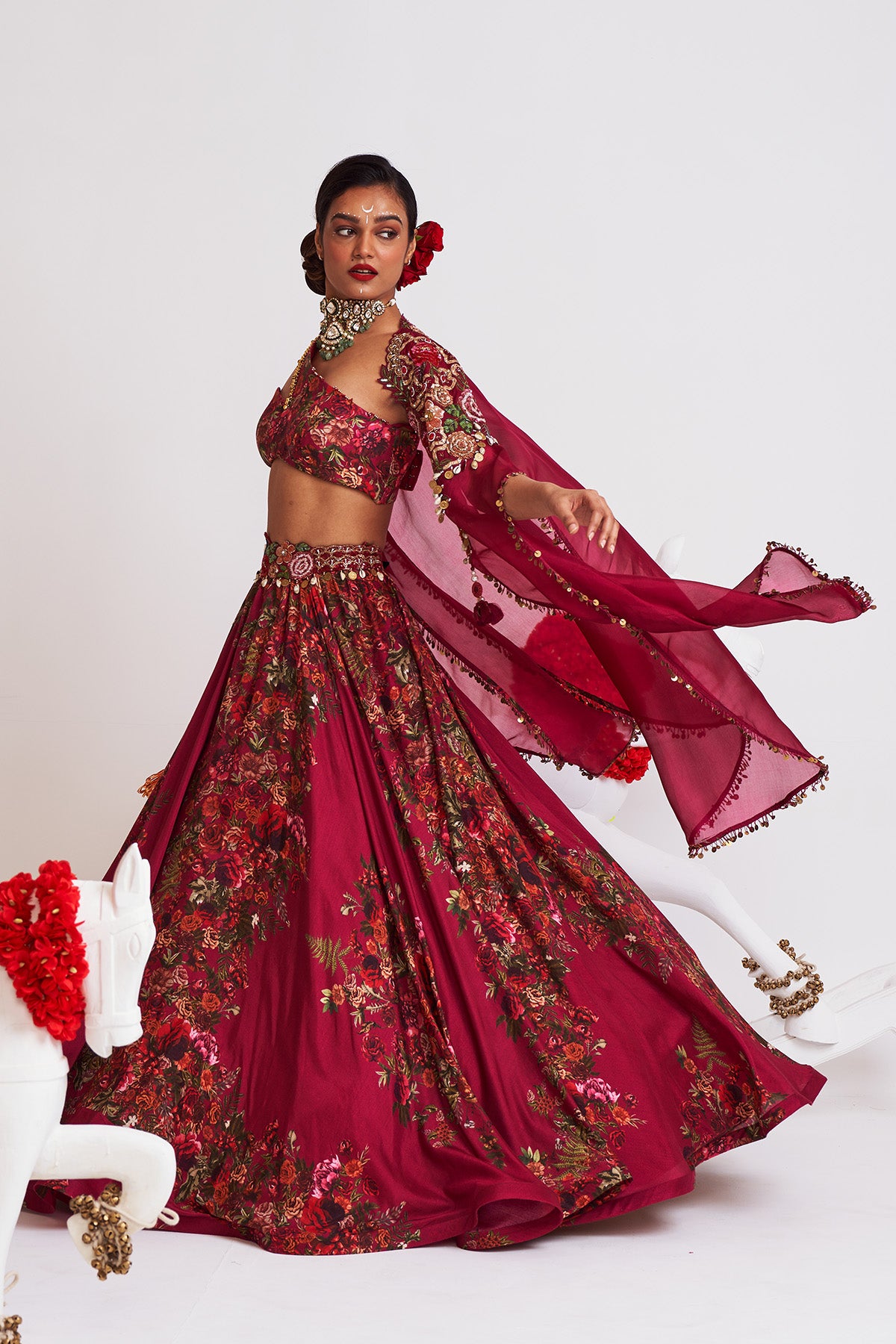 Festive bloom Cape lehenga set