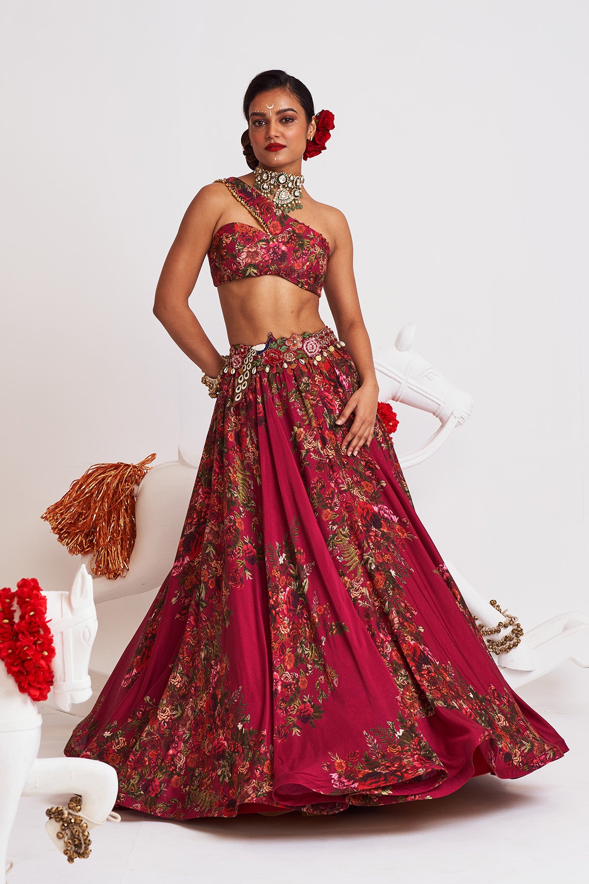 Festive bloom Cape lehenga set