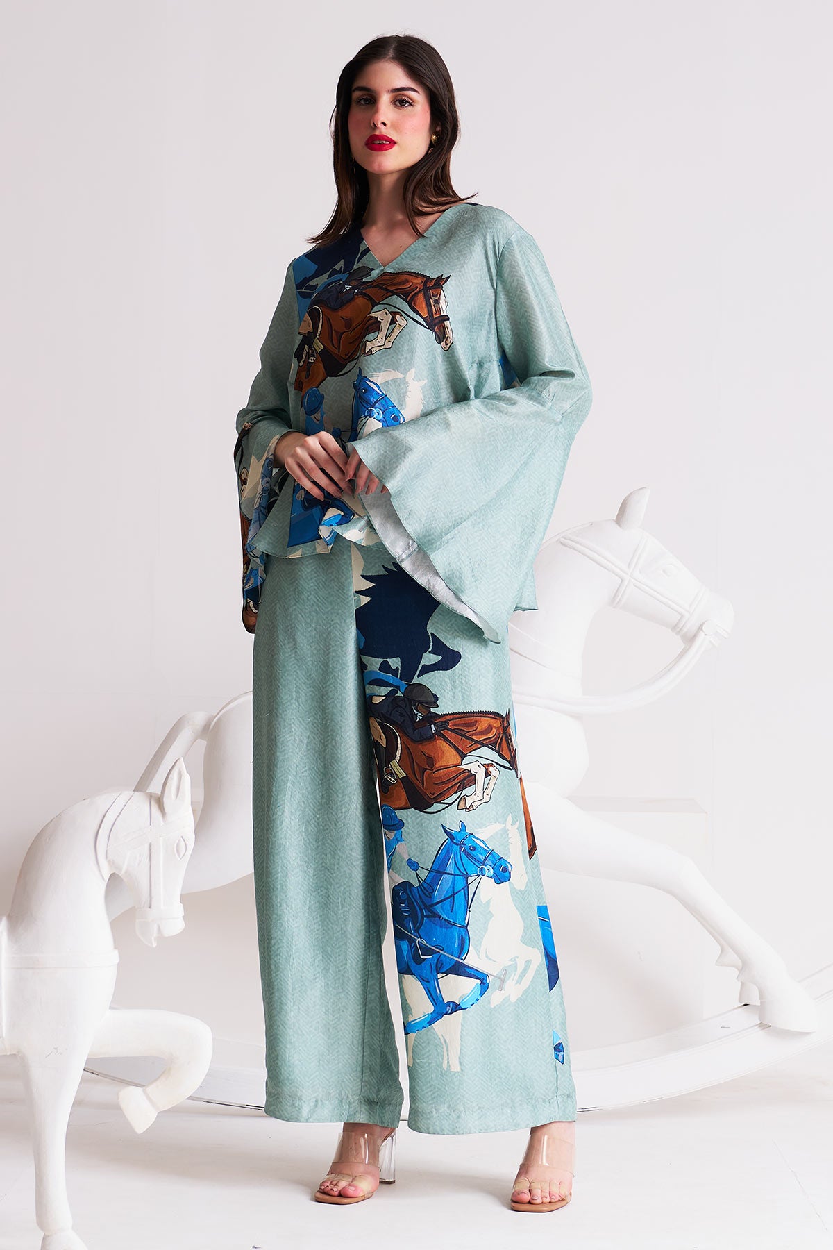 V-neck bell sleeve top