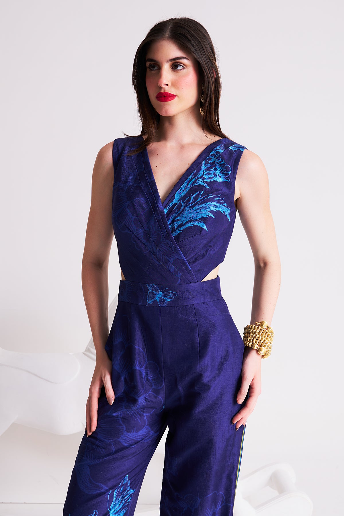 V-neck cutout jumpsuit