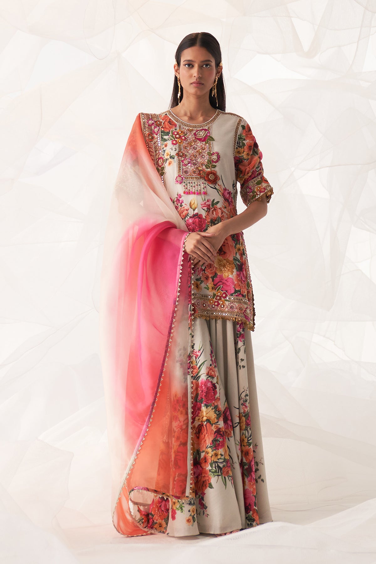 IVORY MULTI FLORAL CUT TO CUT SUIT