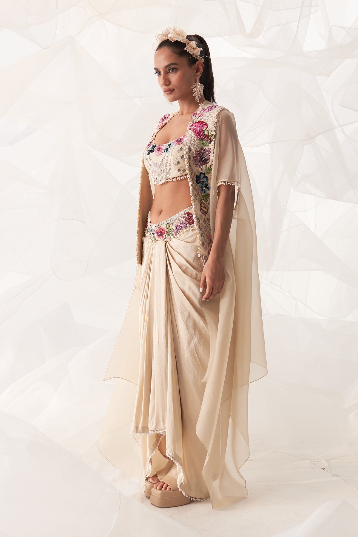 CAPE BUSTIER AND DRAPE SKIRT SET