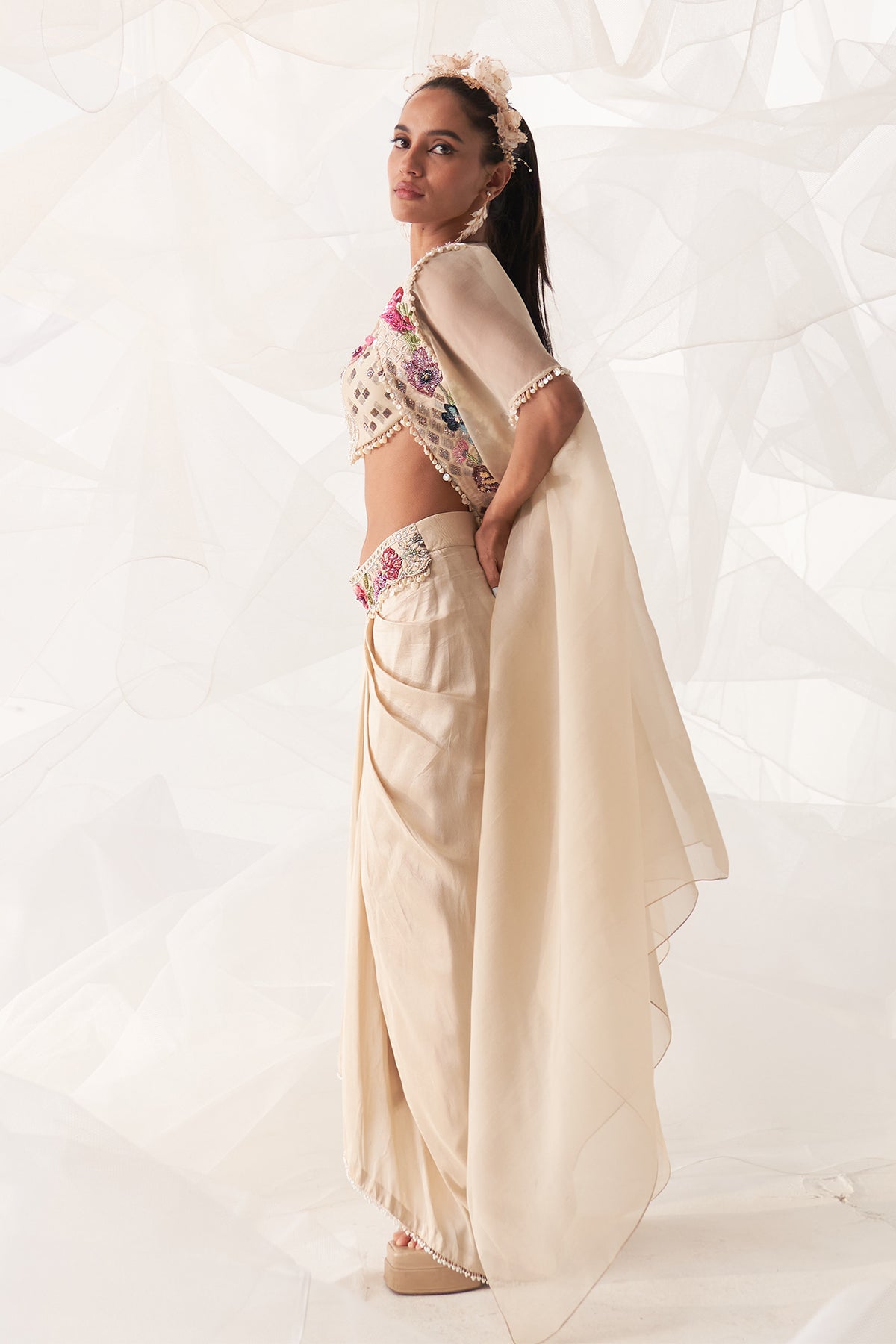 CAPE BUSTIER AND DRAPE SKIRT SET