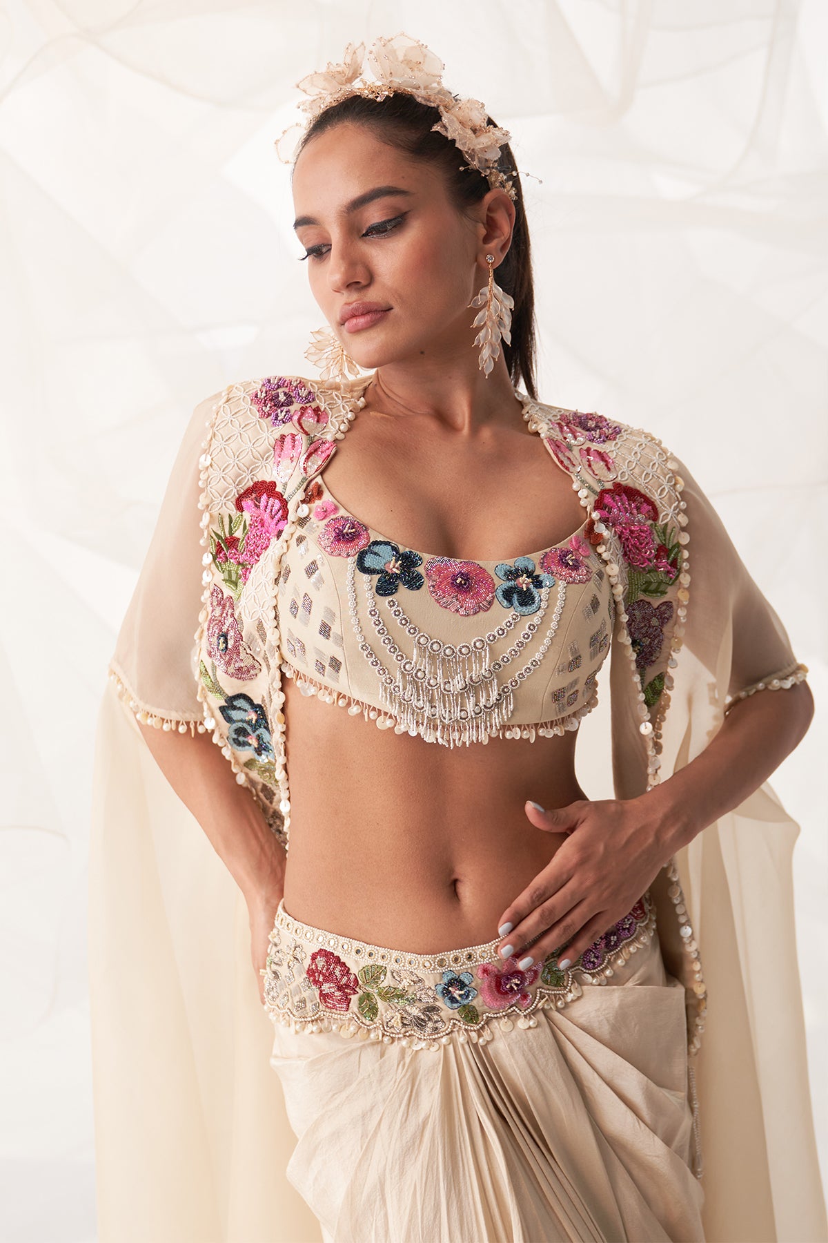 CAPE BUSTIER AND DRAPE SKIRT SET
