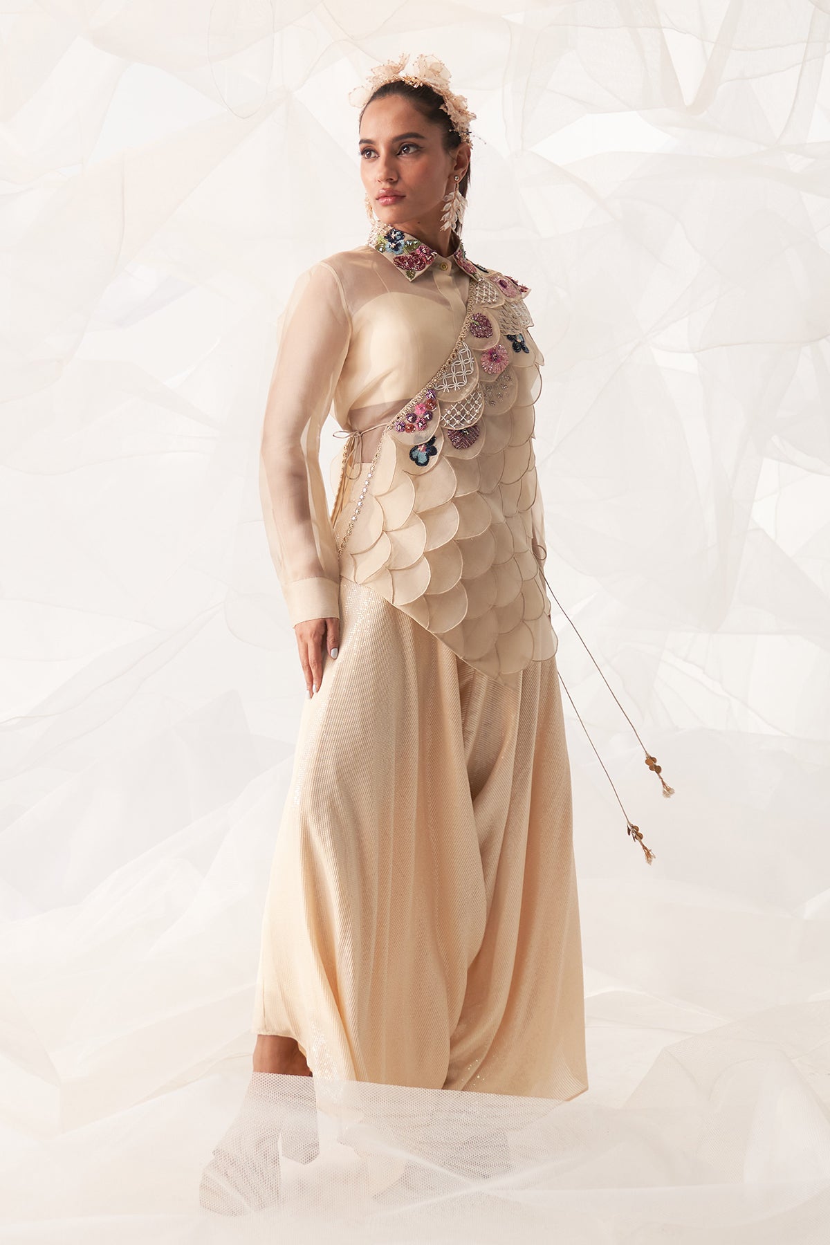SCALLOP DRAPE WITH HARROM PANT SET