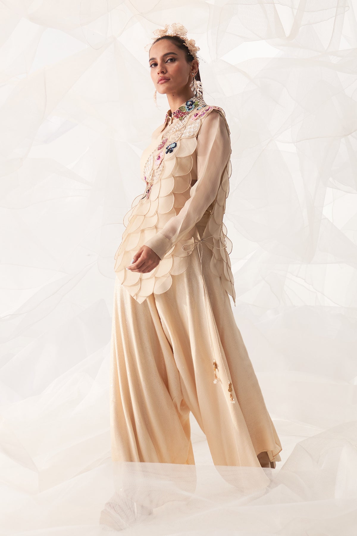 SCALLOP DRAPE WITH HARROM PANT SET