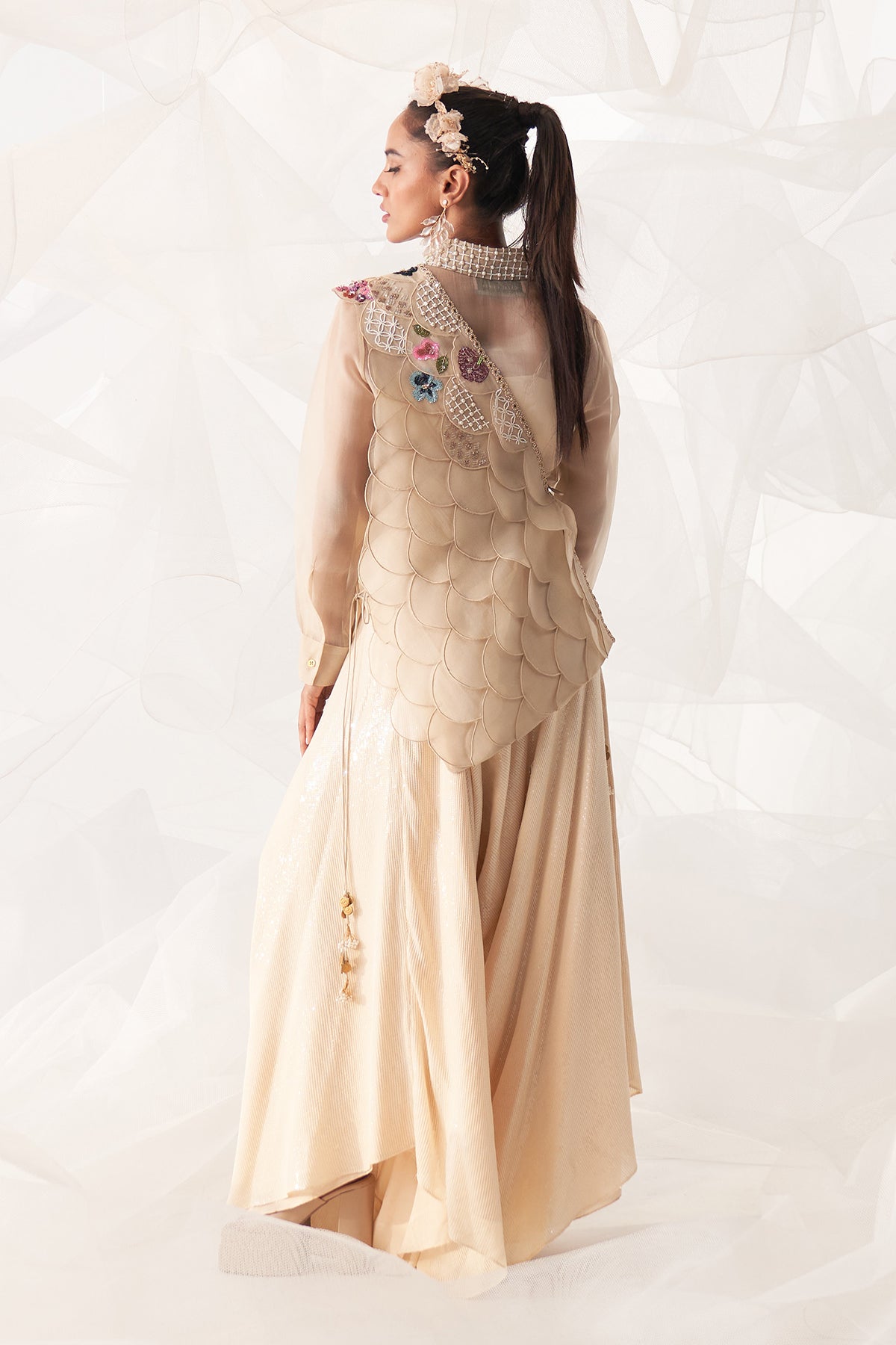 SCALLOP DRAPE WITH HARROM PANT SET