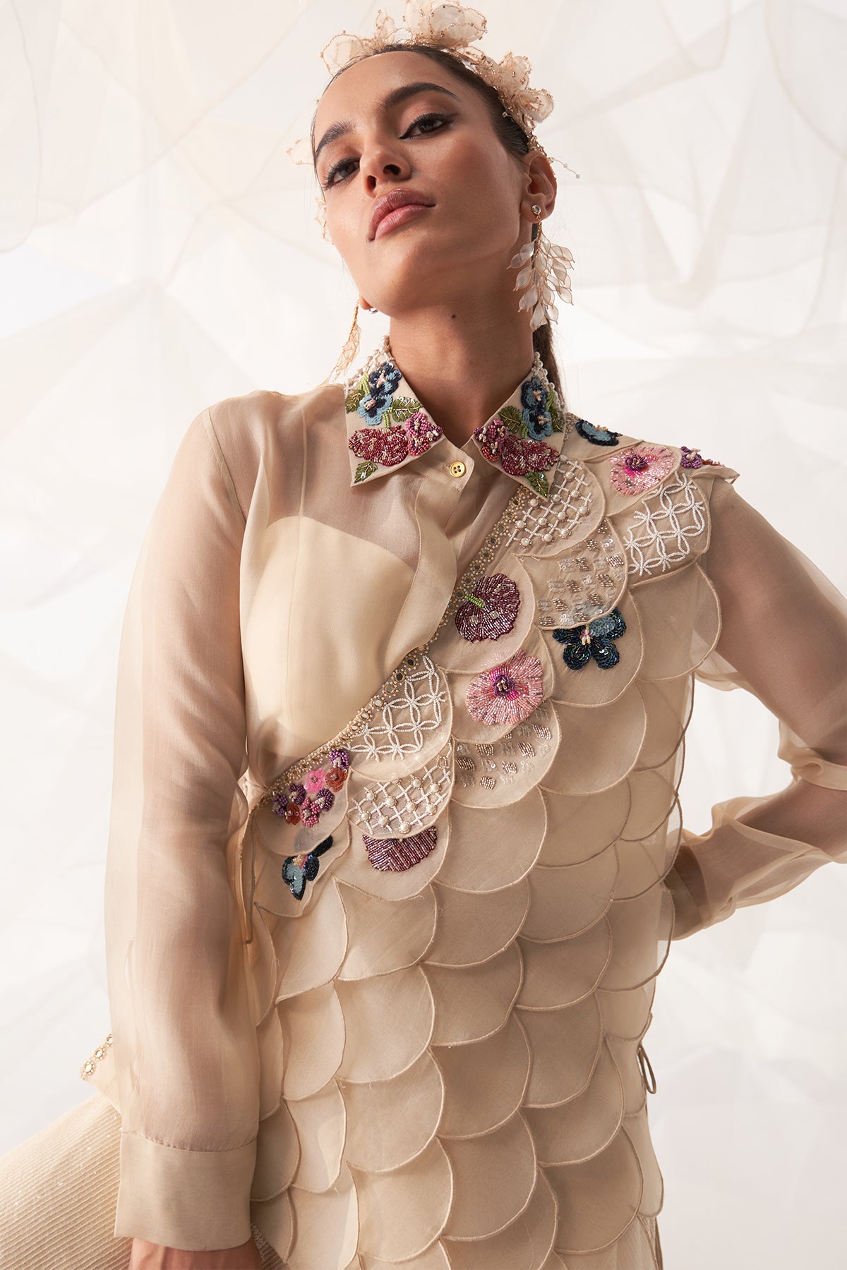 SCALLOP DRAPE WITH HARROM PANT SET