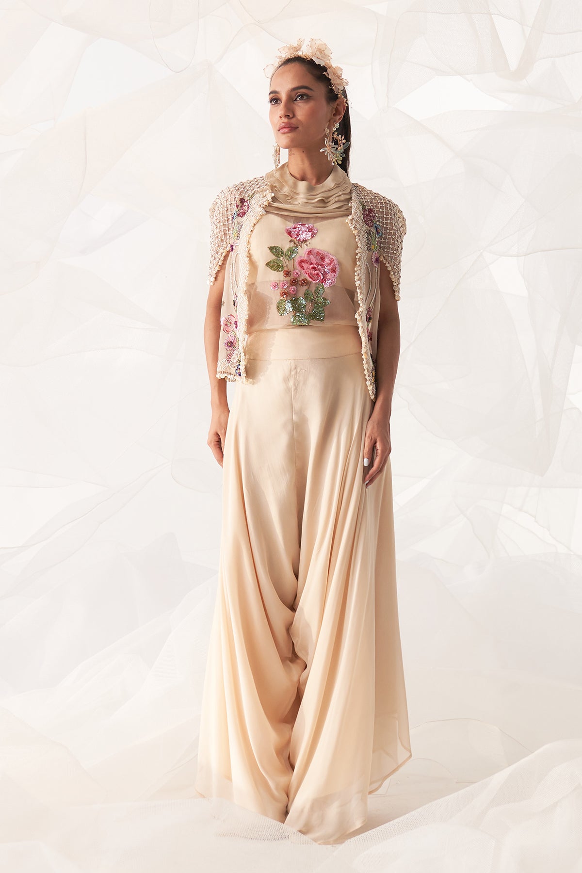 CROP CAPE WITH HARROM PANT SET