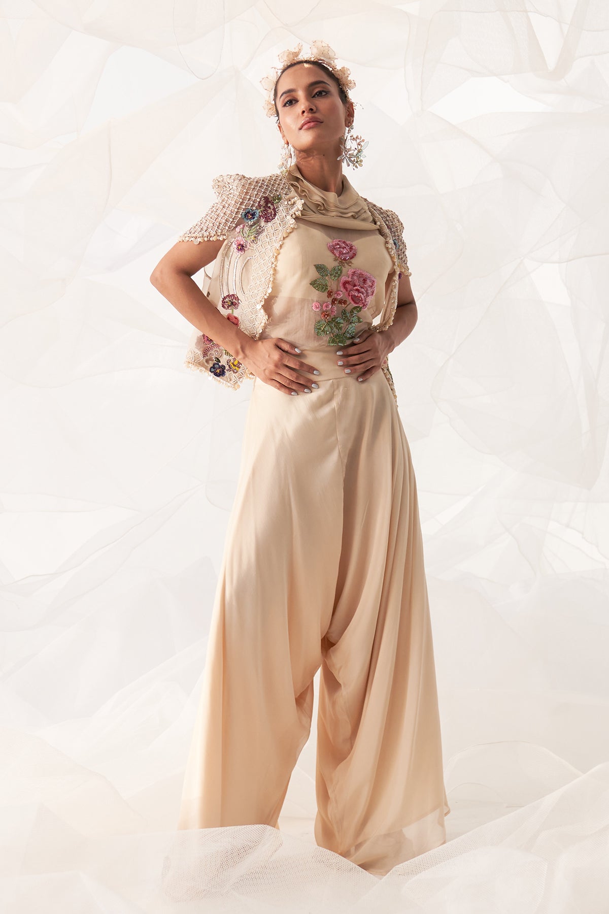 CROP CAPE WITH HARROM PANT SET
