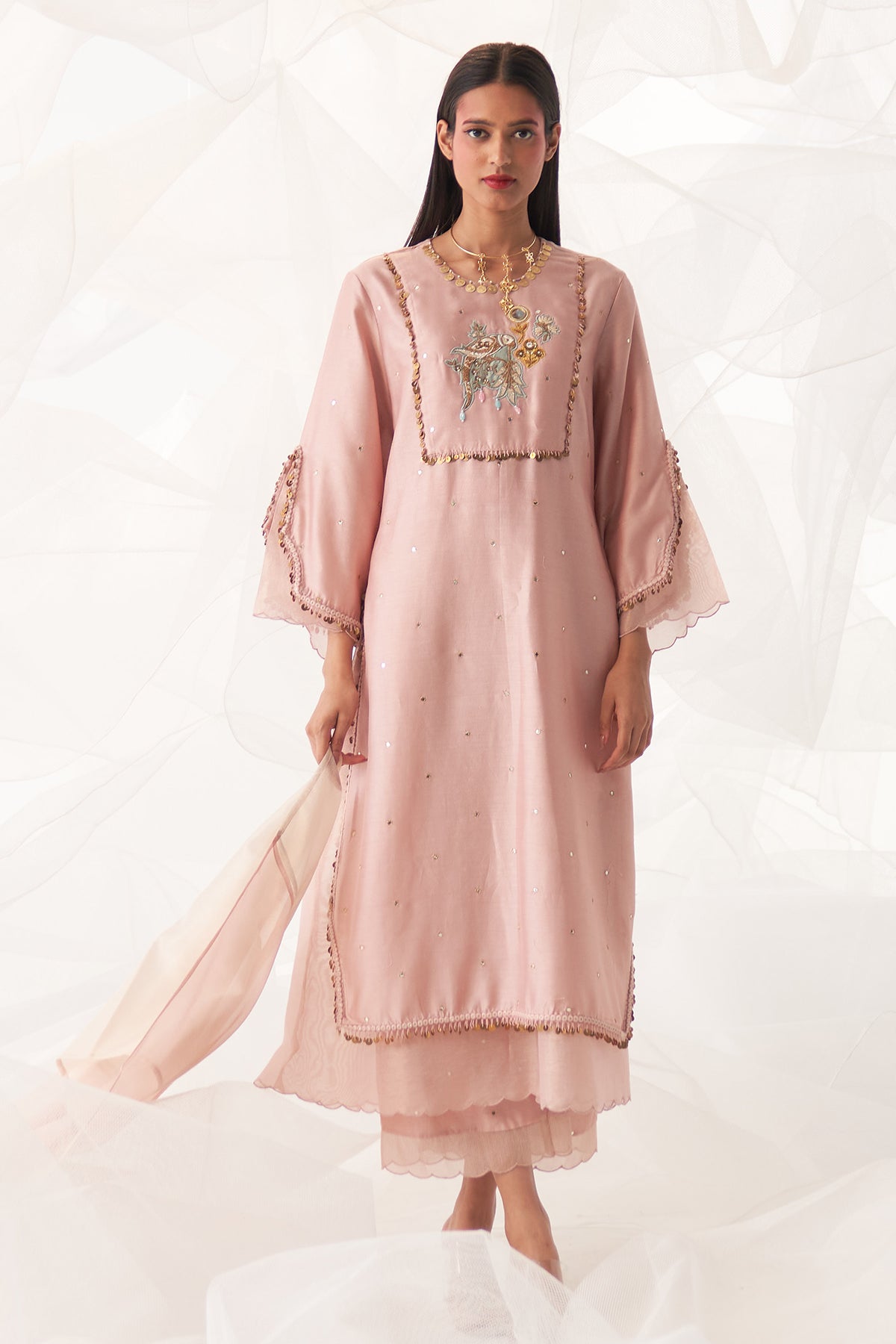 CENTER PATCHED YOKE 'A' LINE KURTA SET