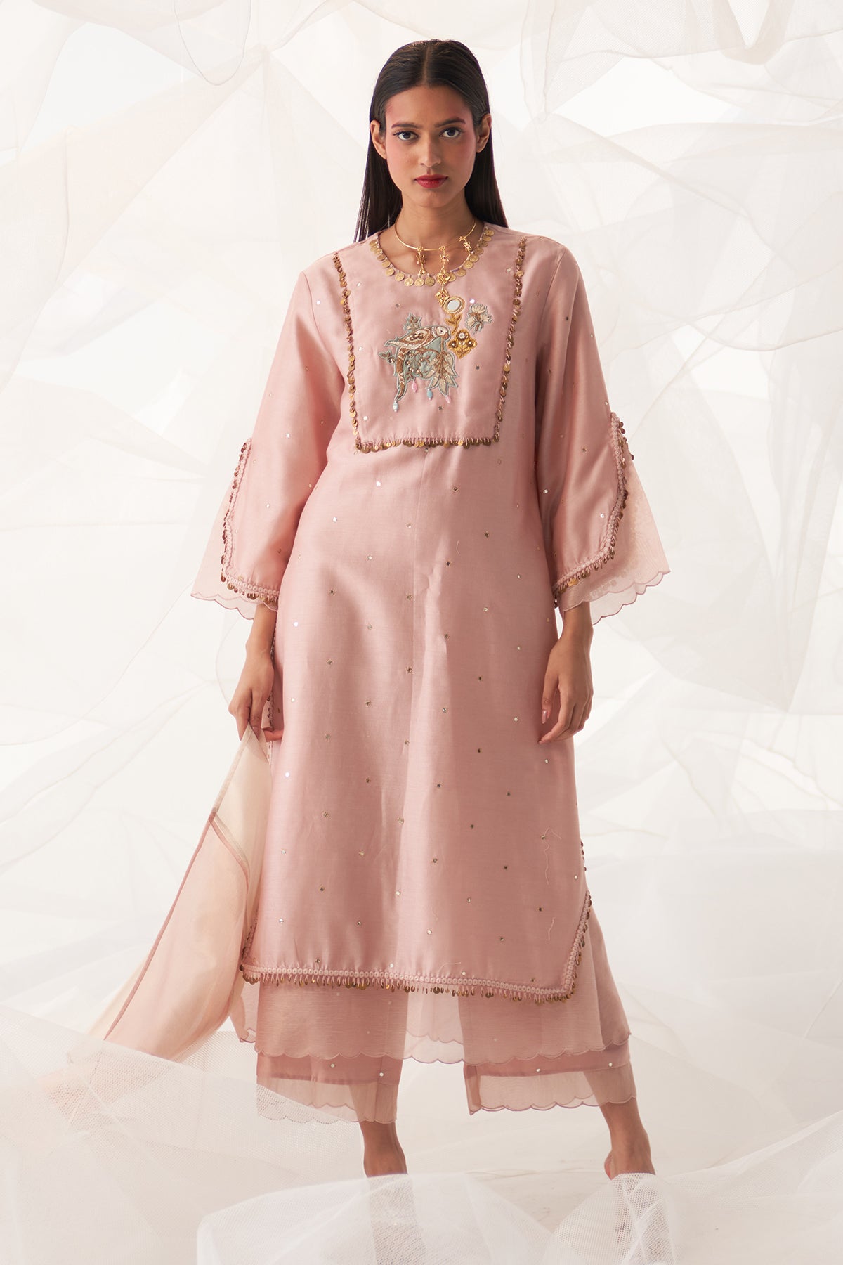 CENTER PATCHED YOKE 'A' LINE KURTA SET