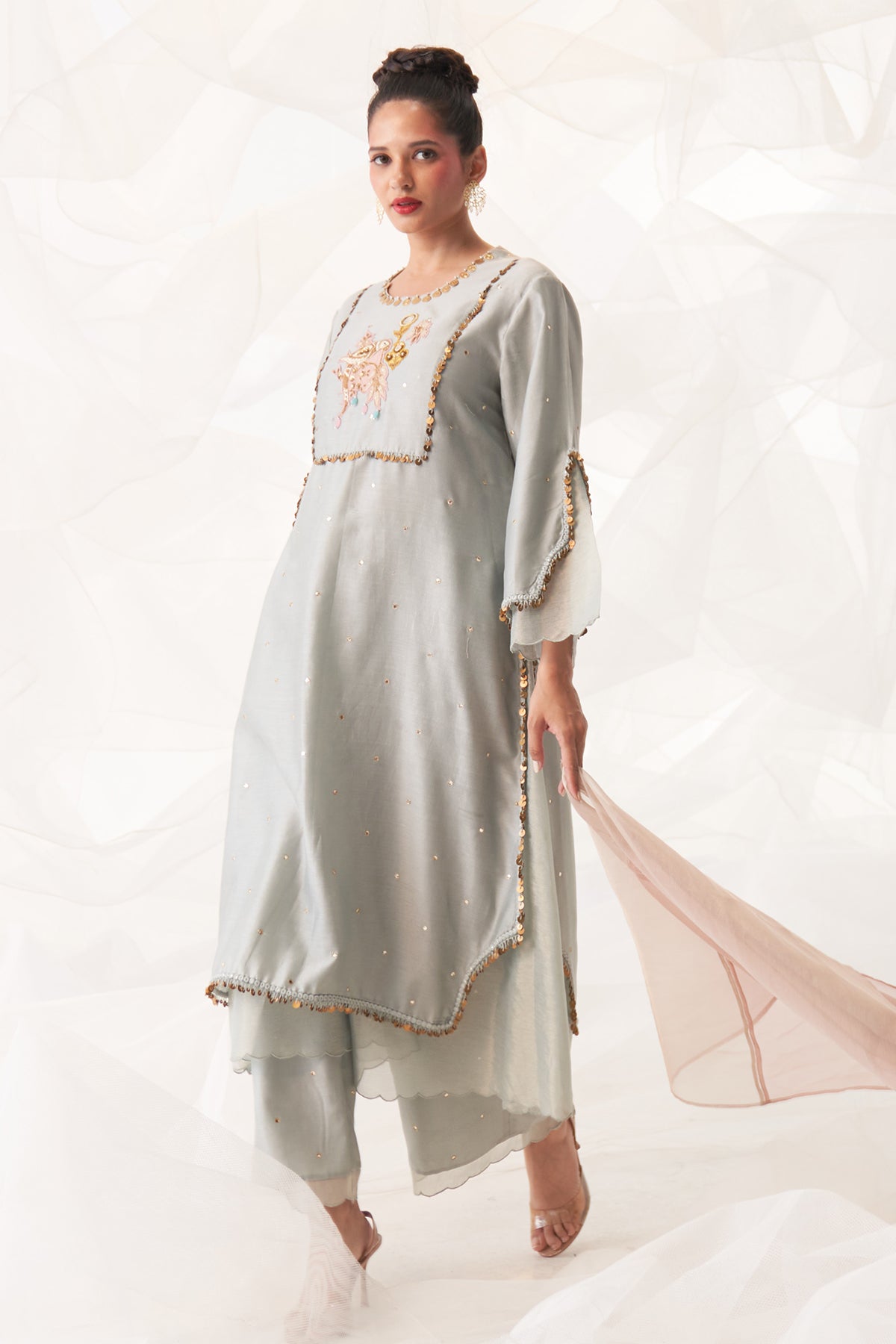 CENTER PATCHED YOKE 'A' LINE KURTA SET