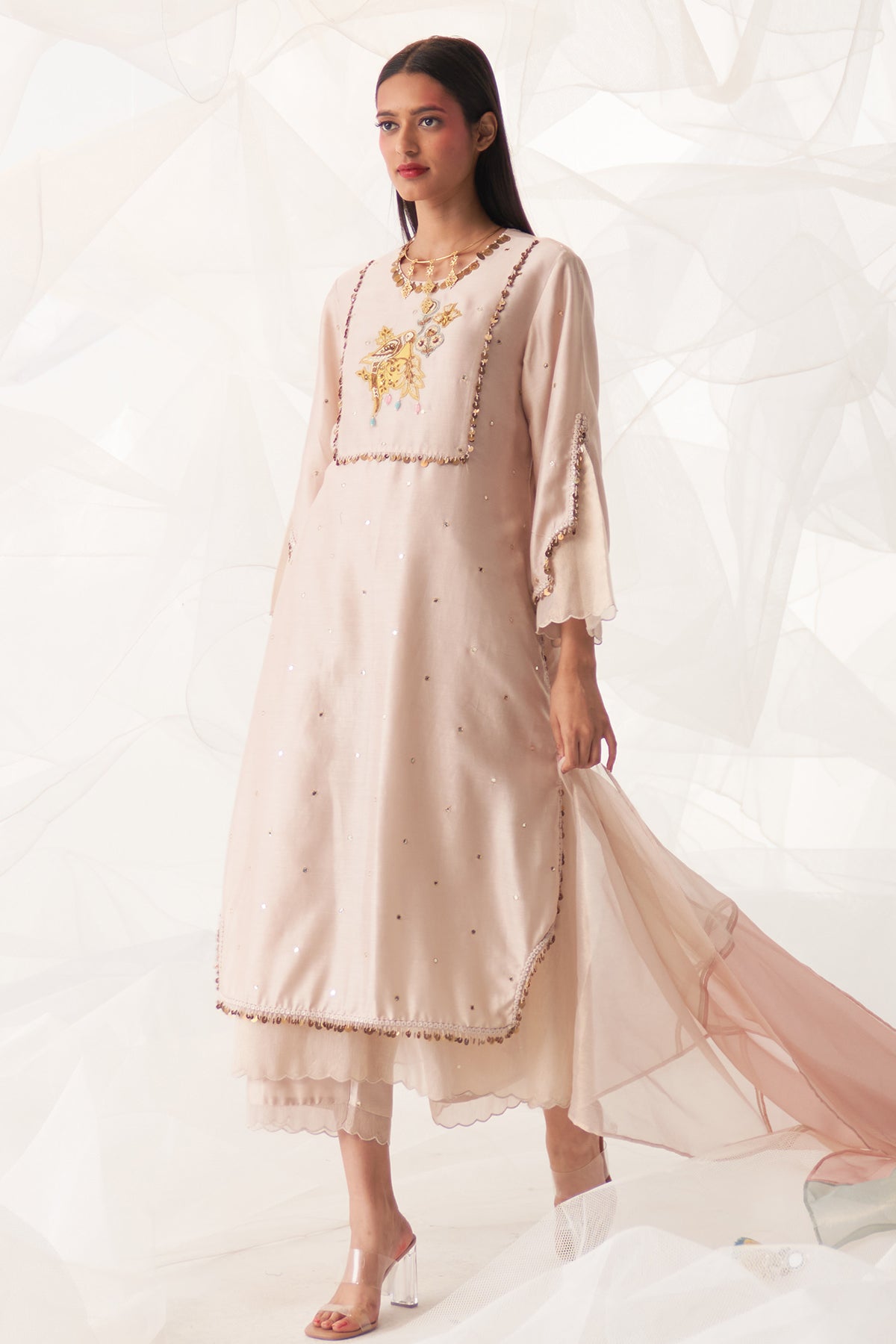 CENTER PATCHED YOKE 'A' LINE KURTA SET