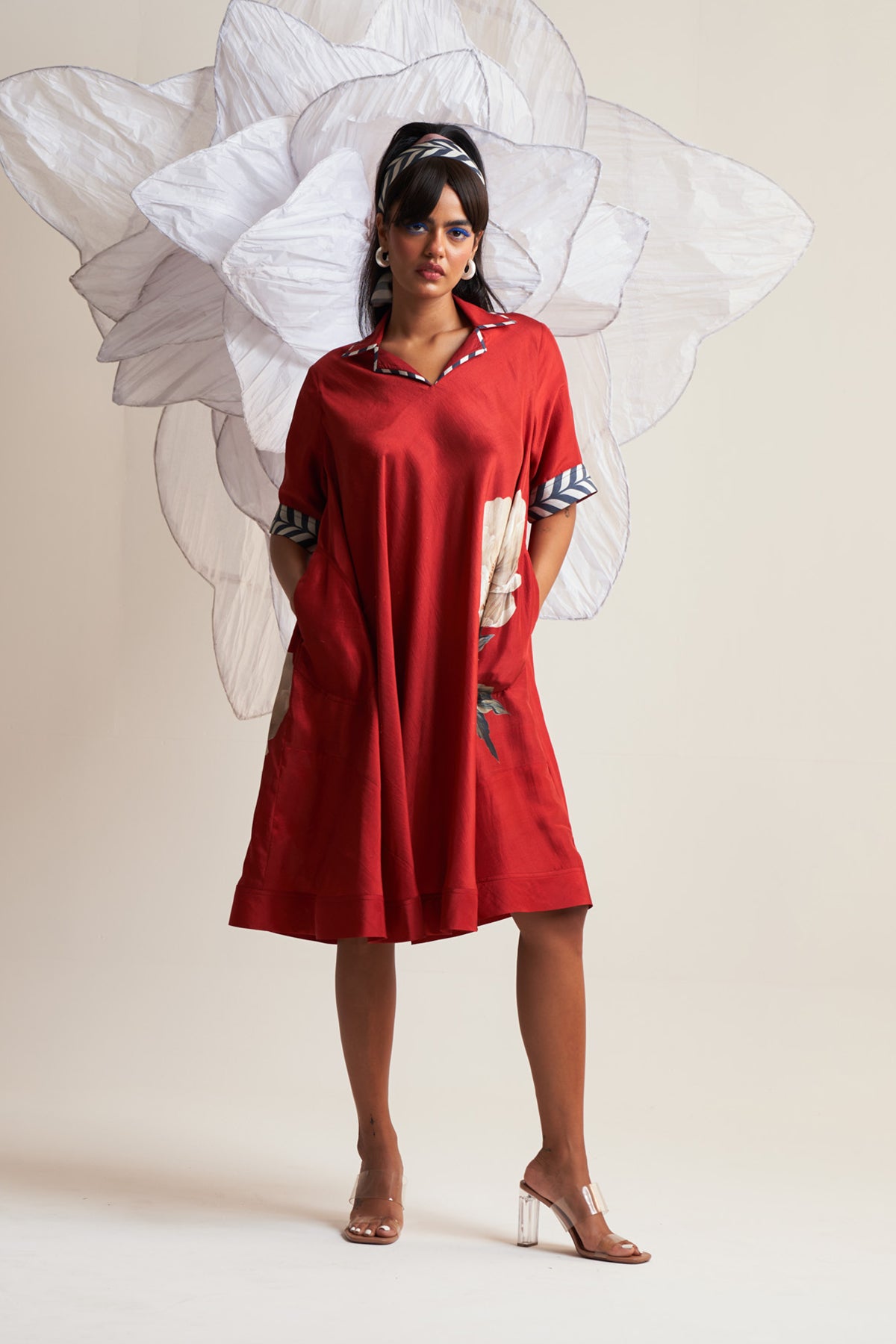 A line patch pocket dress